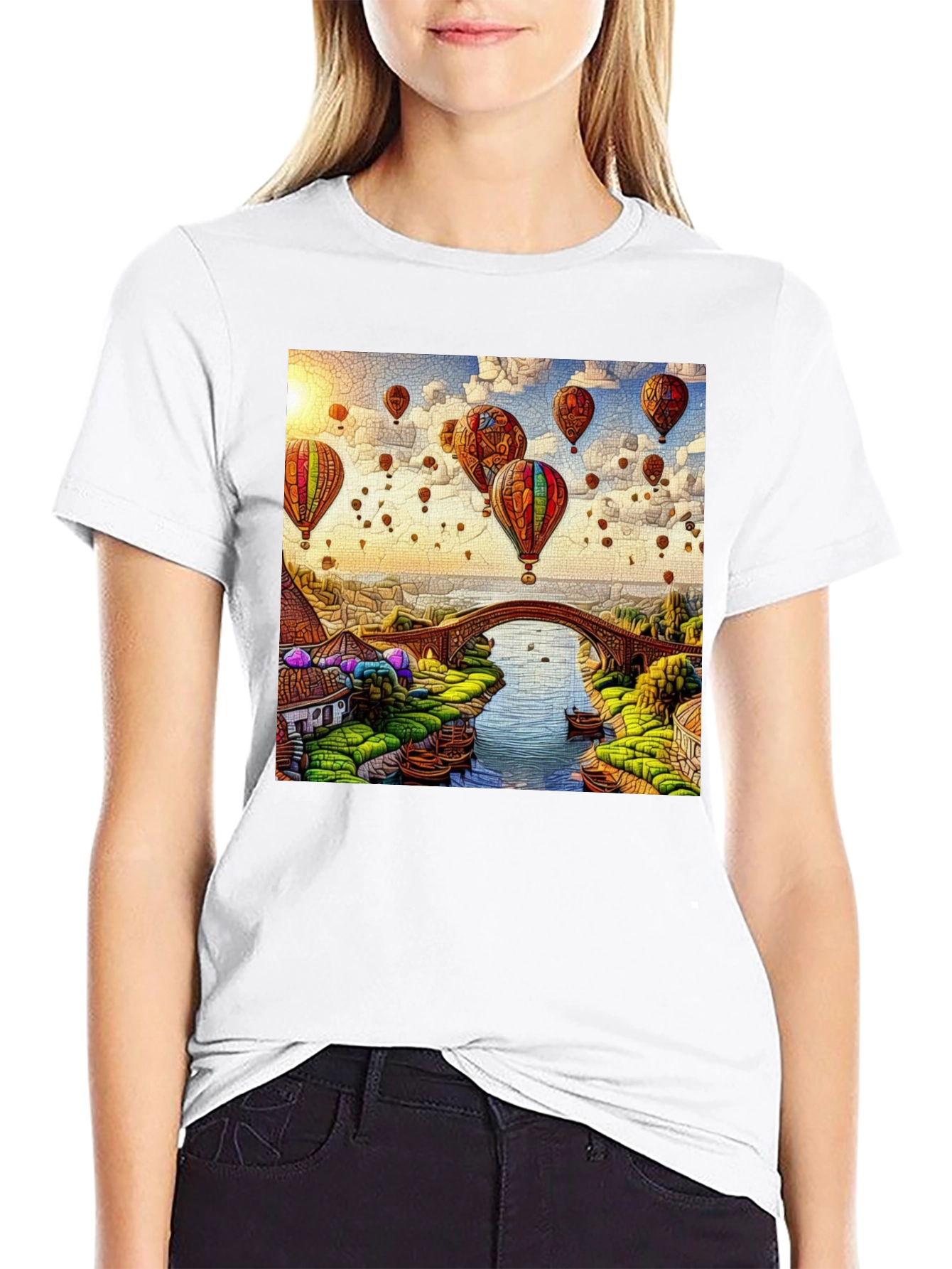 Balloon Bridge Graphic Tee - Artistic Mens T-Shirt