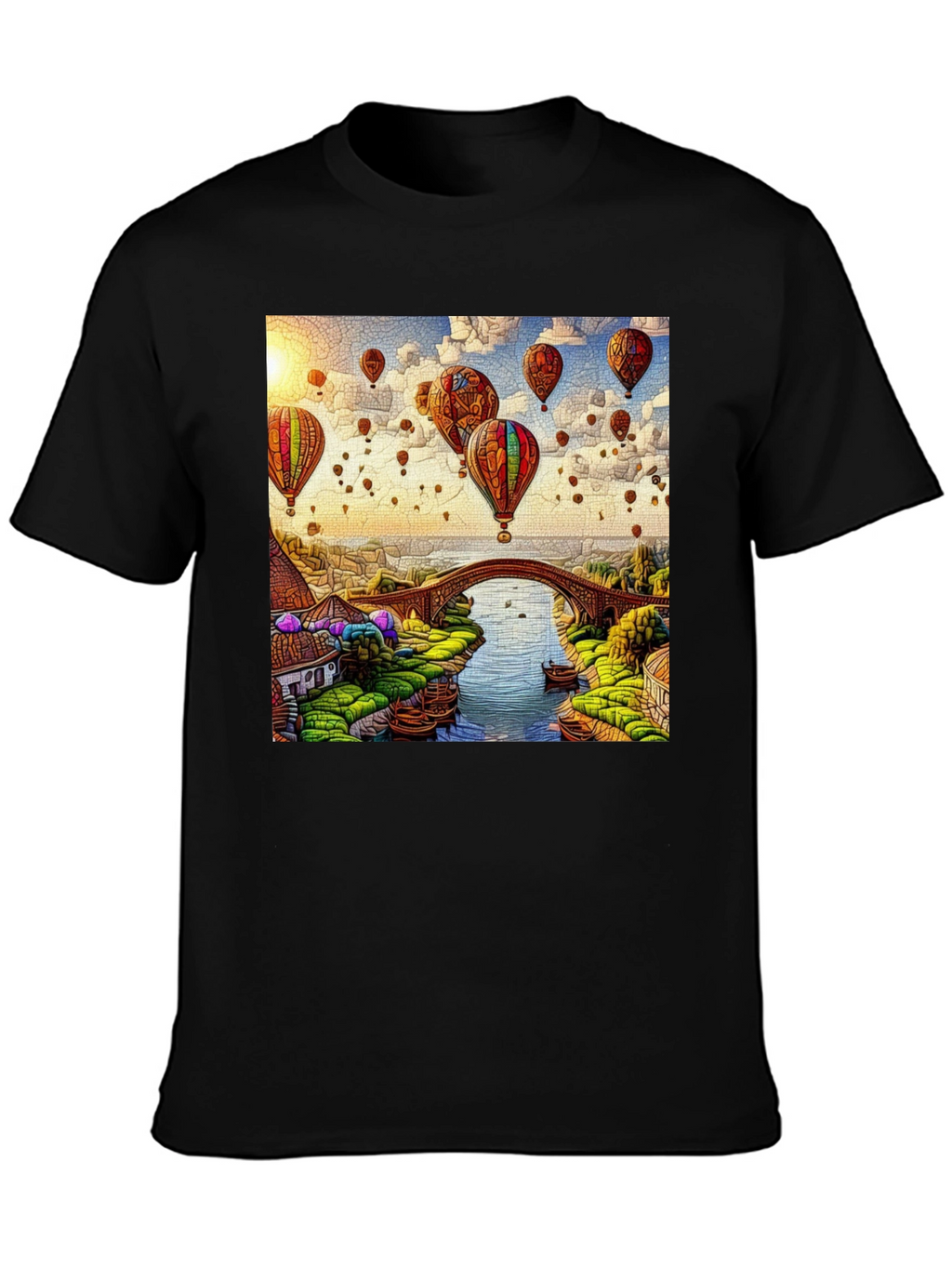 Balloon Bridge Graphic Tee - Artistic Mens T-Shirt