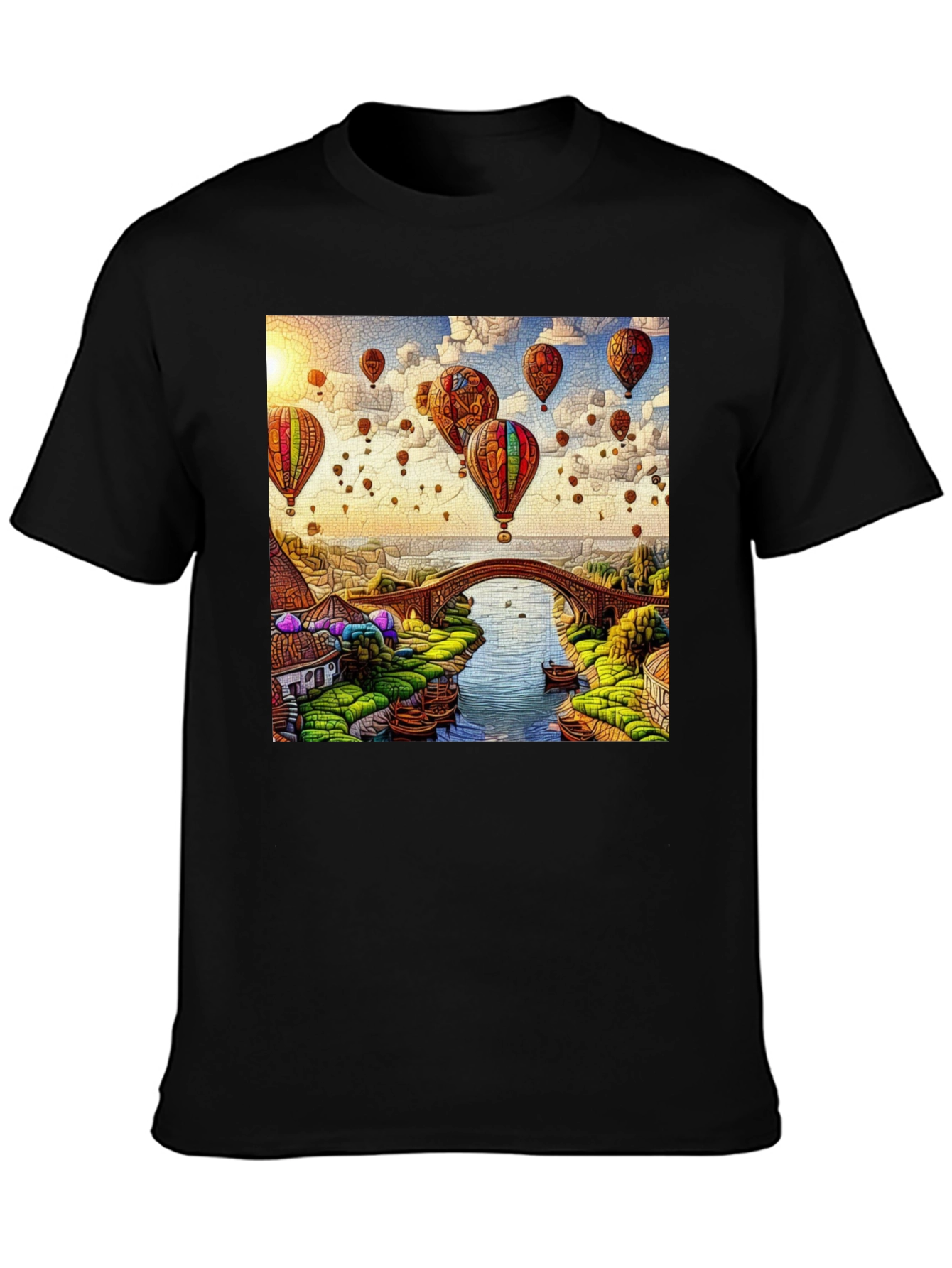 Balloon Bridge Graphic Tee - Artistic Mens T-Shirt