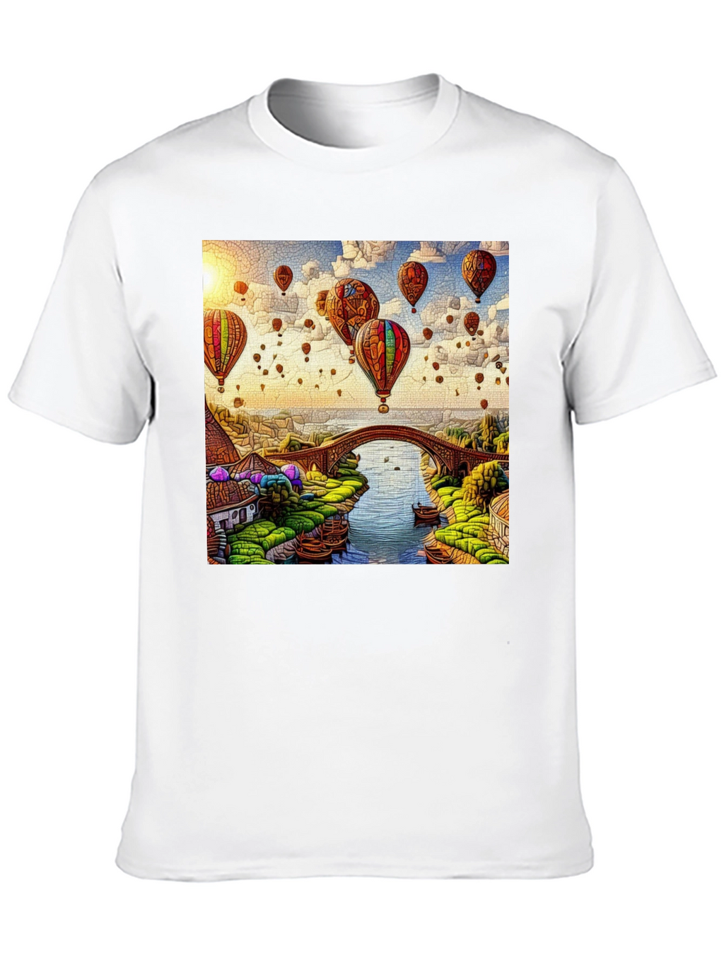 Balloon Bridge Graphic Tee - Artistic Mens T-Shirt