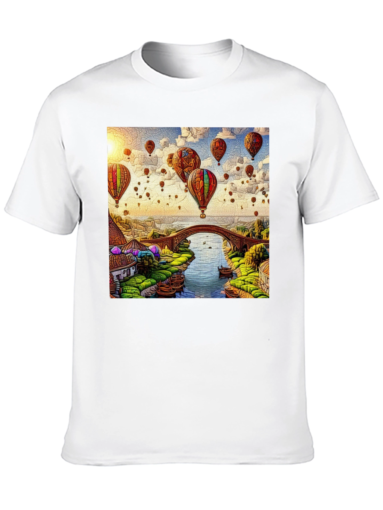 Balloon Bridge Graphic Tee - Artistic Mens T-Shirt