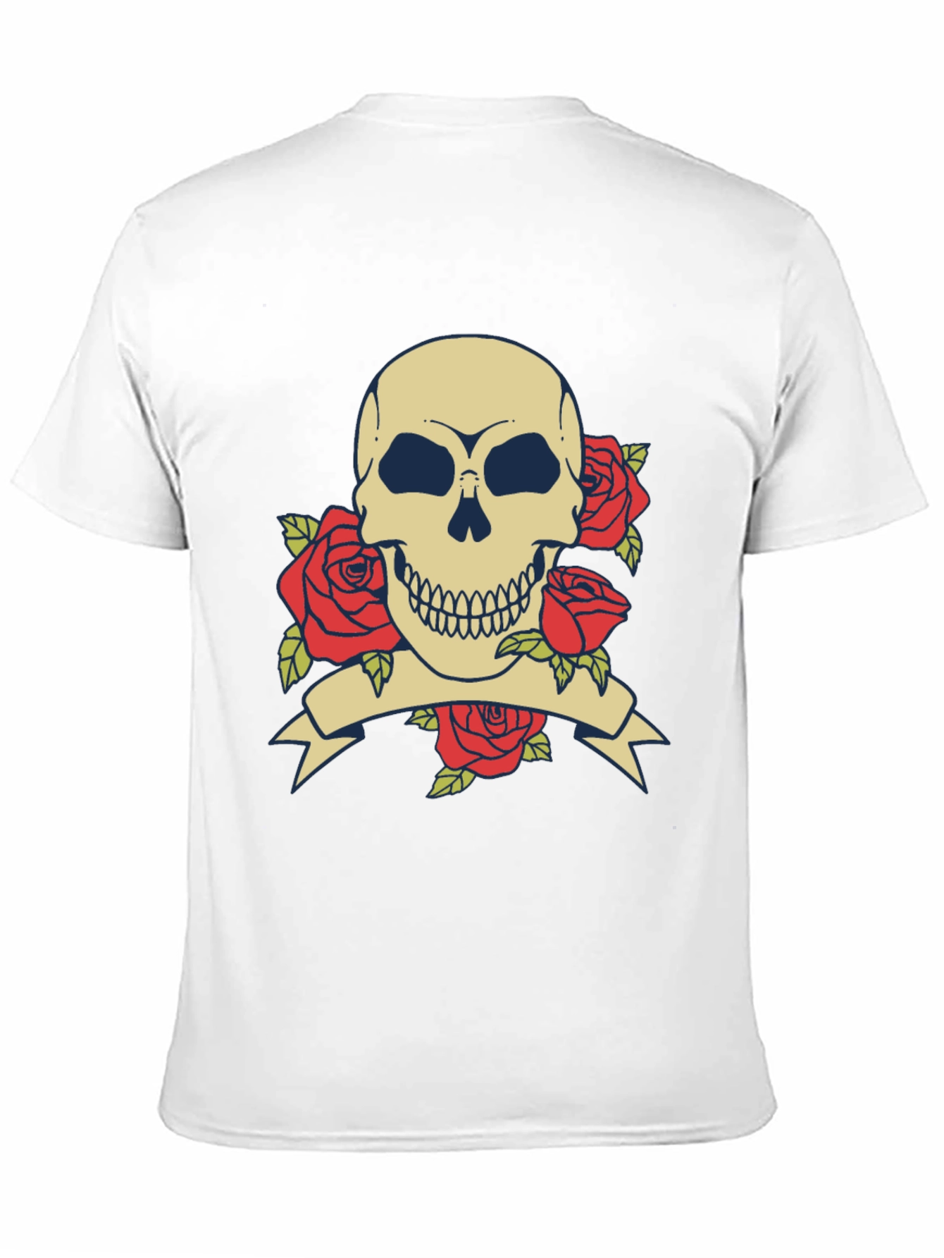 Skull & Roses Graphic Tee - Black Cotton T-Shirt