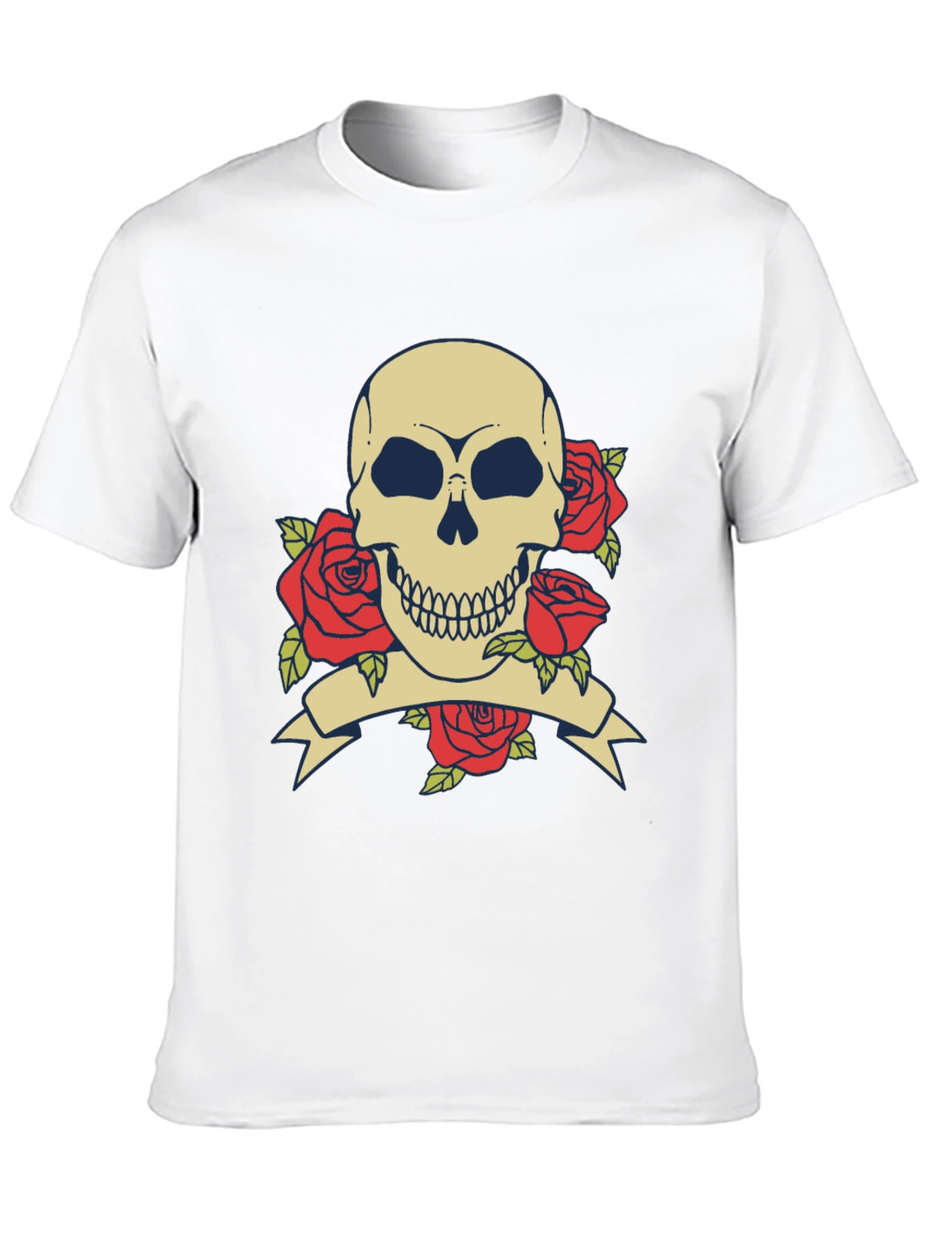 Skull & Roses Graphic Tee - Black Cotton T-Shirt