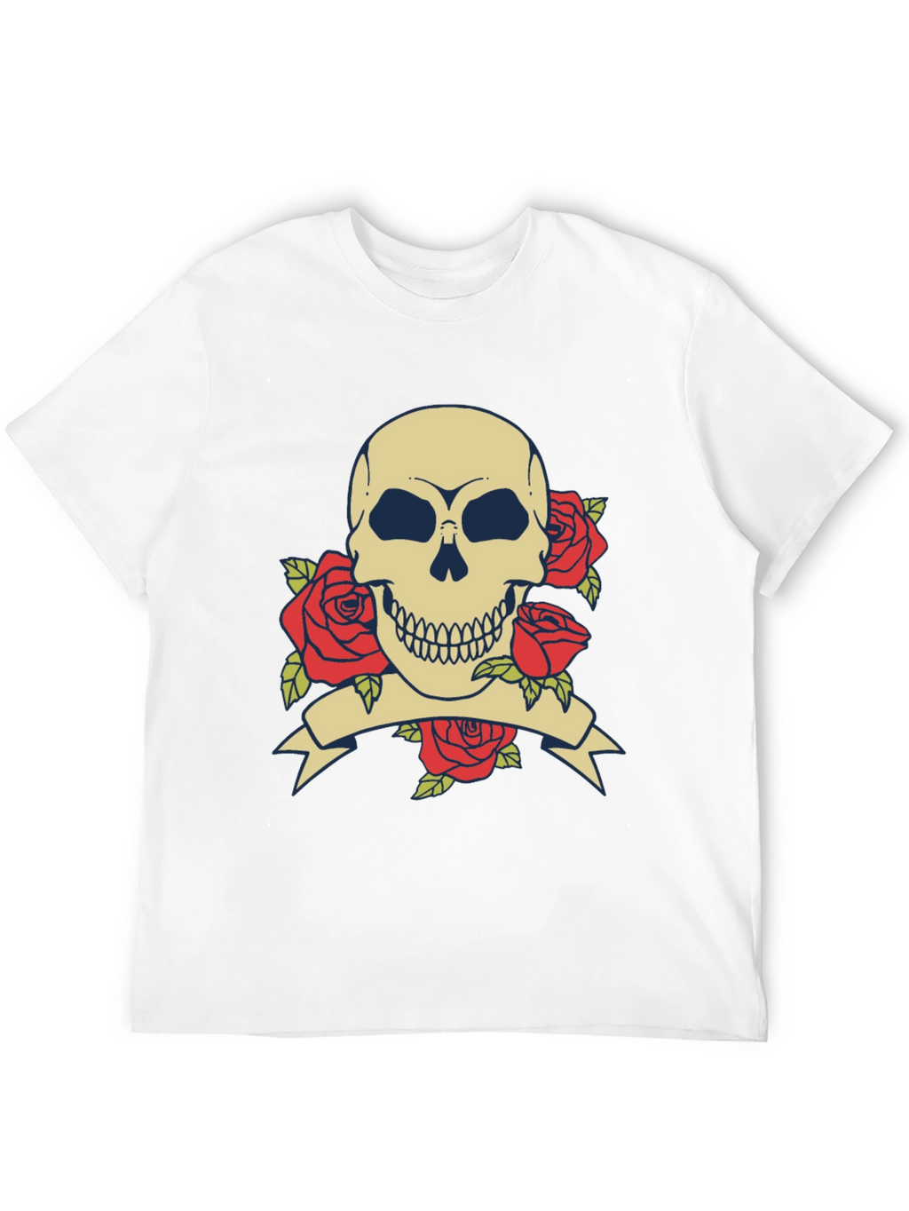 Skull & Roses Graphic Tee - Black Cotton T-Shirt