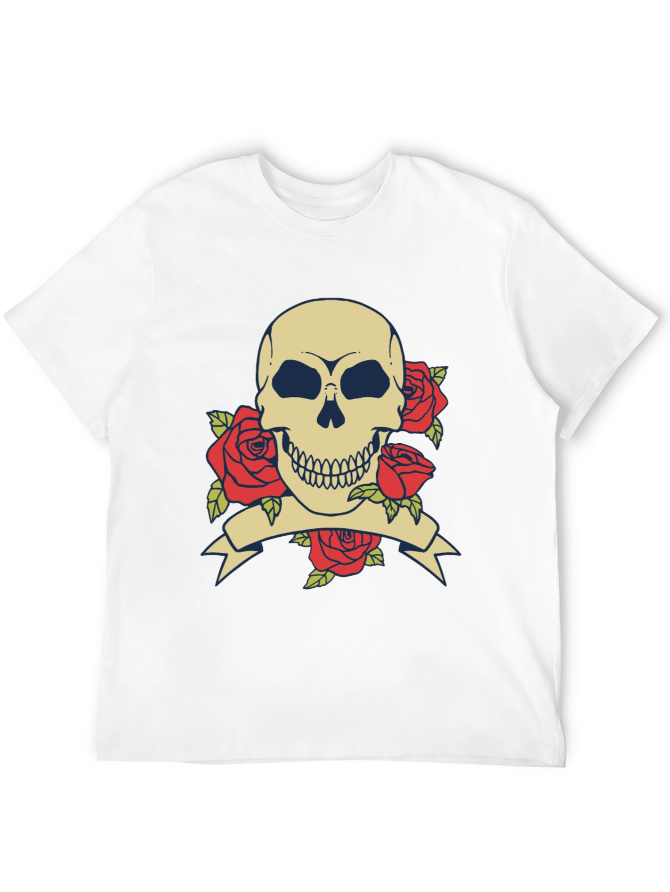 Skull & Roses Graphic Tee - Black Cotton T-Shirt