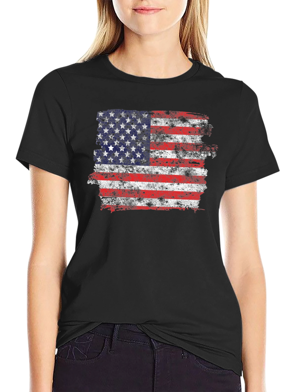 American Flag Distressed Graphic T-Shirt