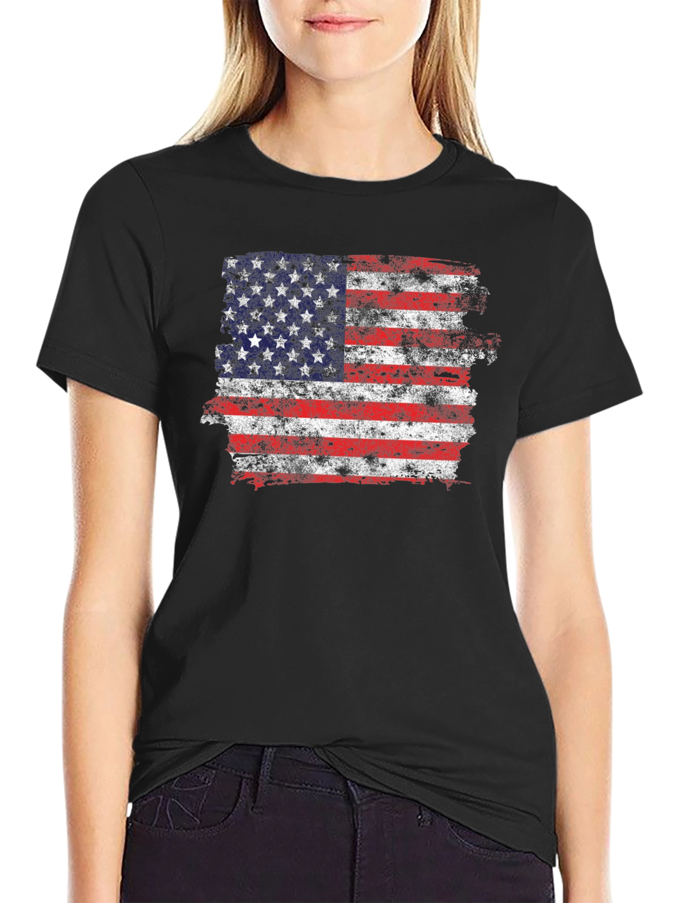 American Flag Distressed Graphic T-Shirt