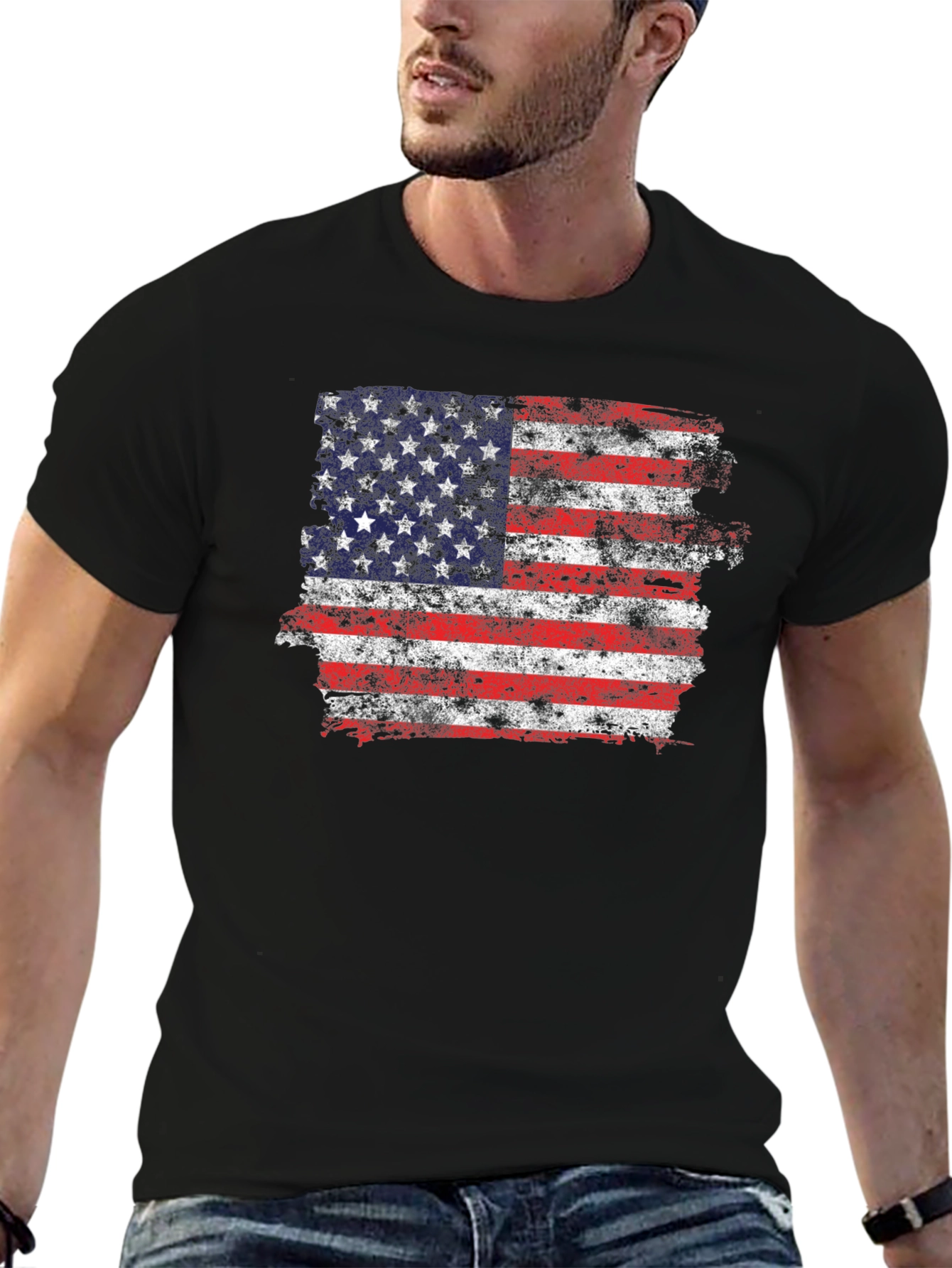 American Flag Distressed Graphic T-Shirt