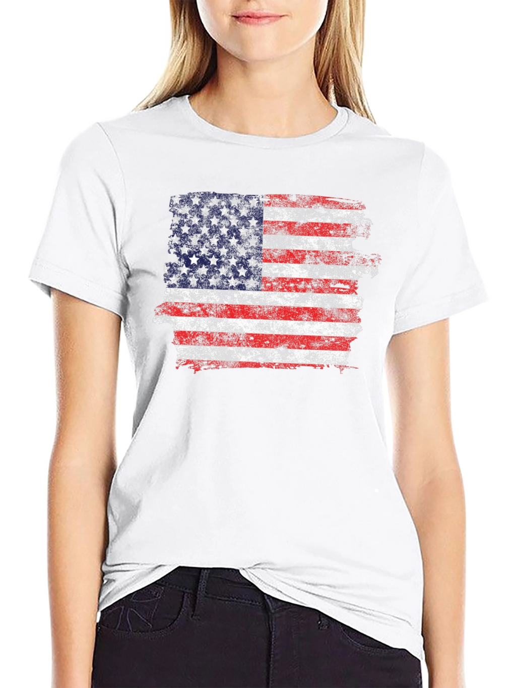 American Flag Distressed Graphic T-Shirt