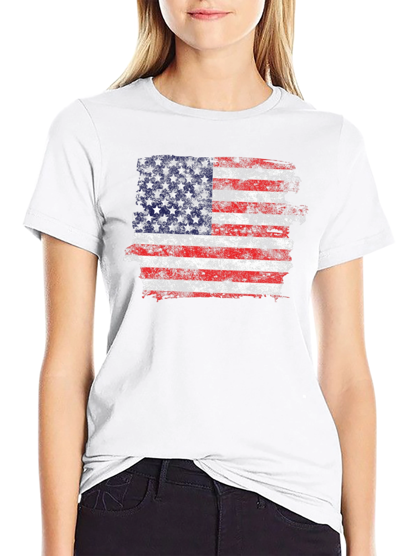 American Flag Distressed Graphic T-Shirt