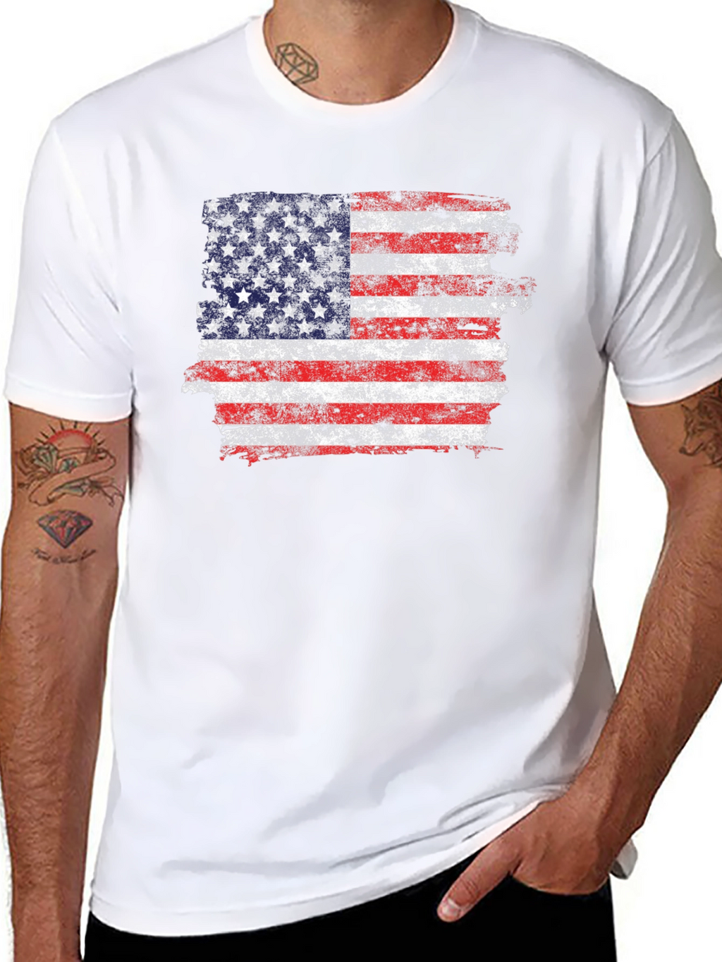American Flag Distressed Graphic T-Shirt