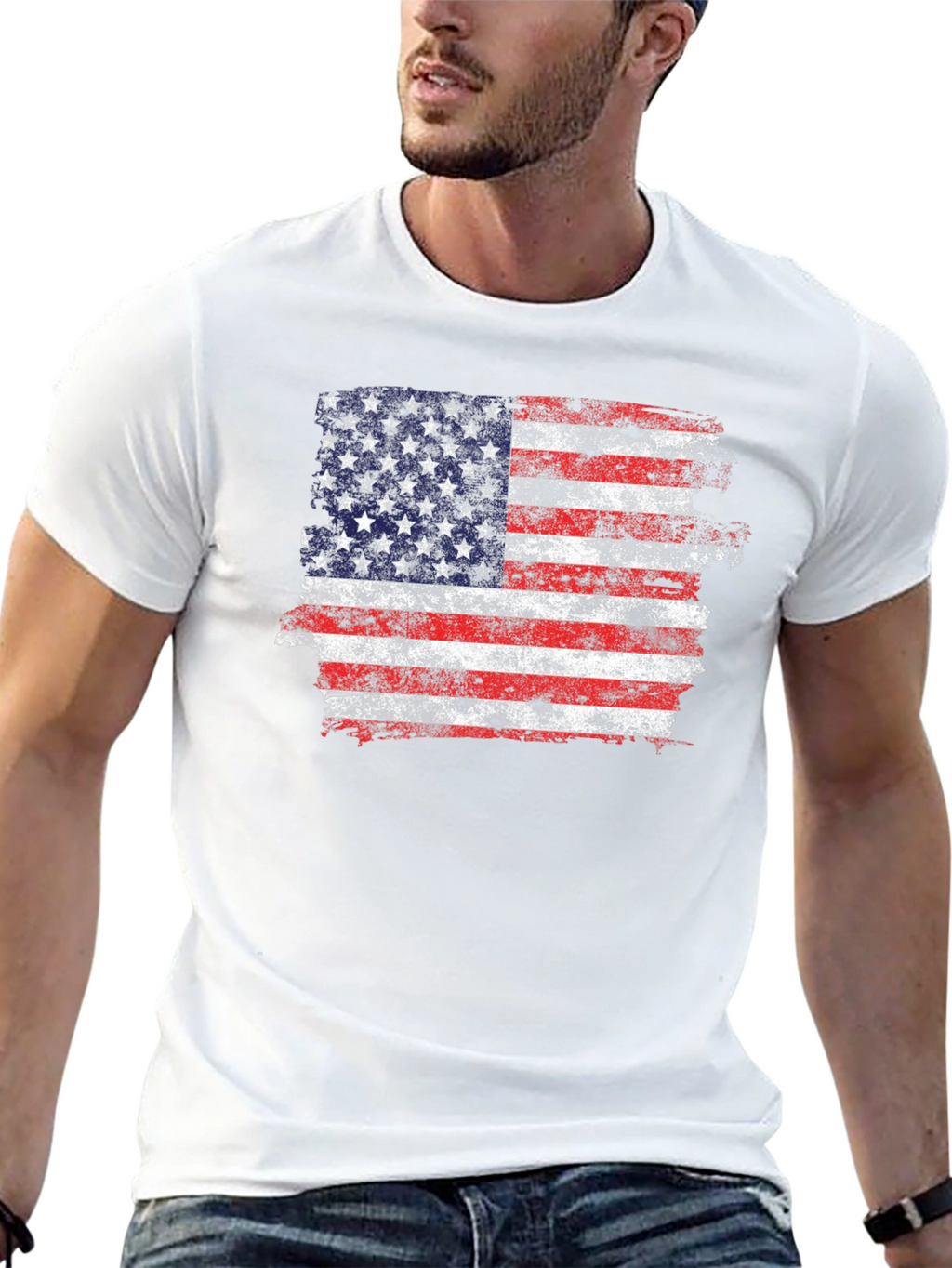 American Flag Distressed Graphic T-Shirt
