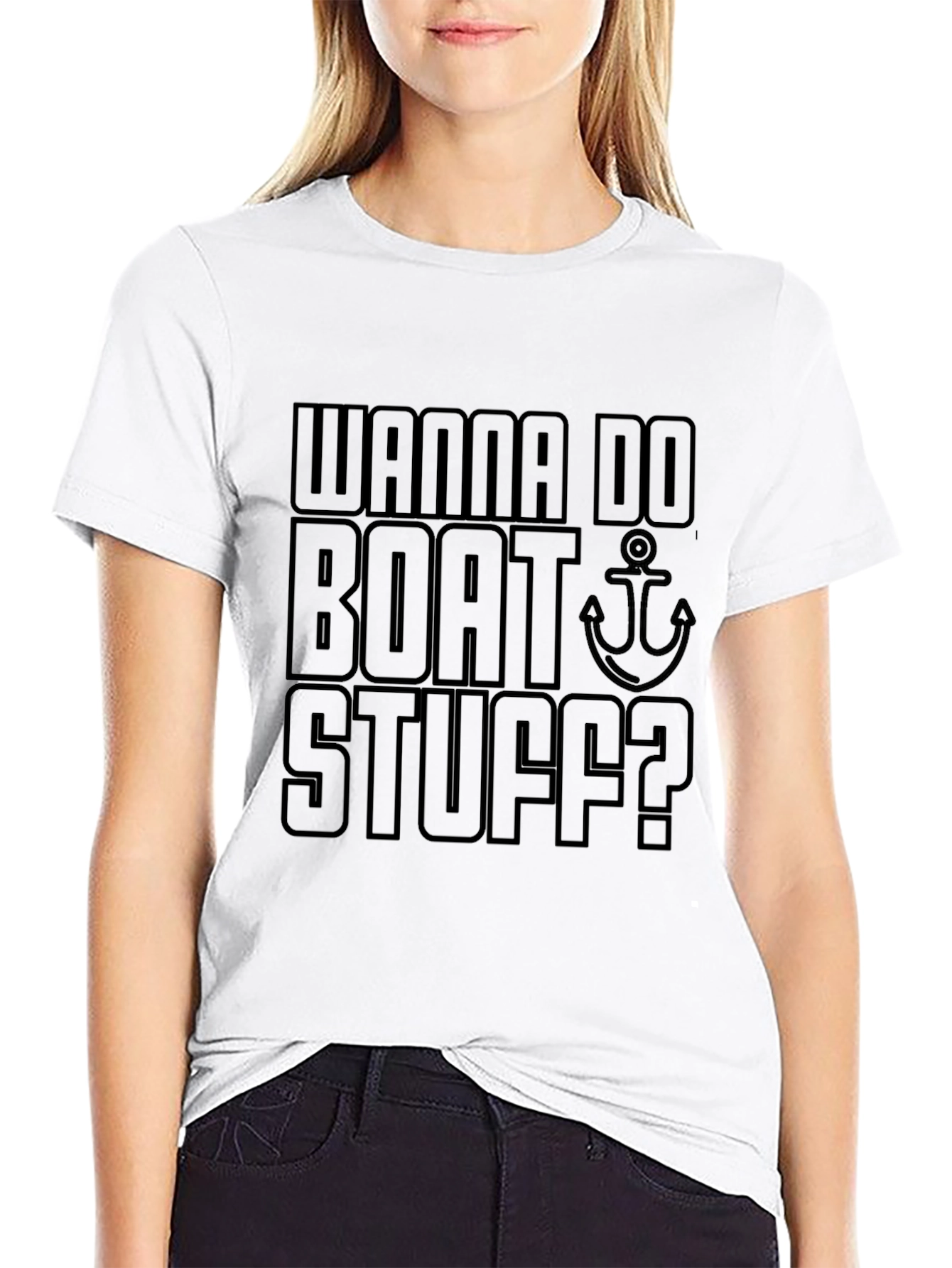 Wanna Do Boat Stuff? Graphic Tee - Black
