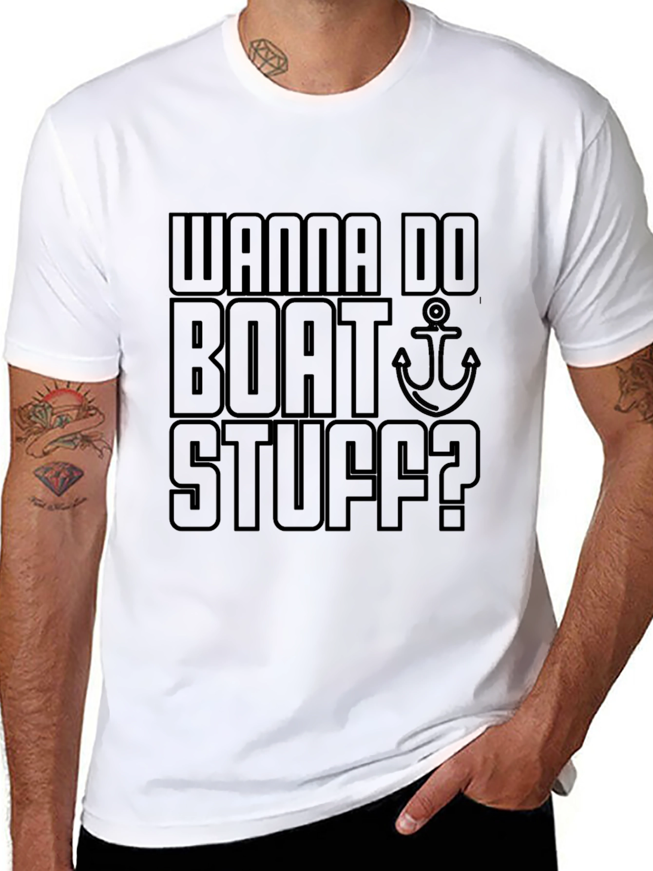 Wanna Do Boat Stuff? Graphic Tee - Black
