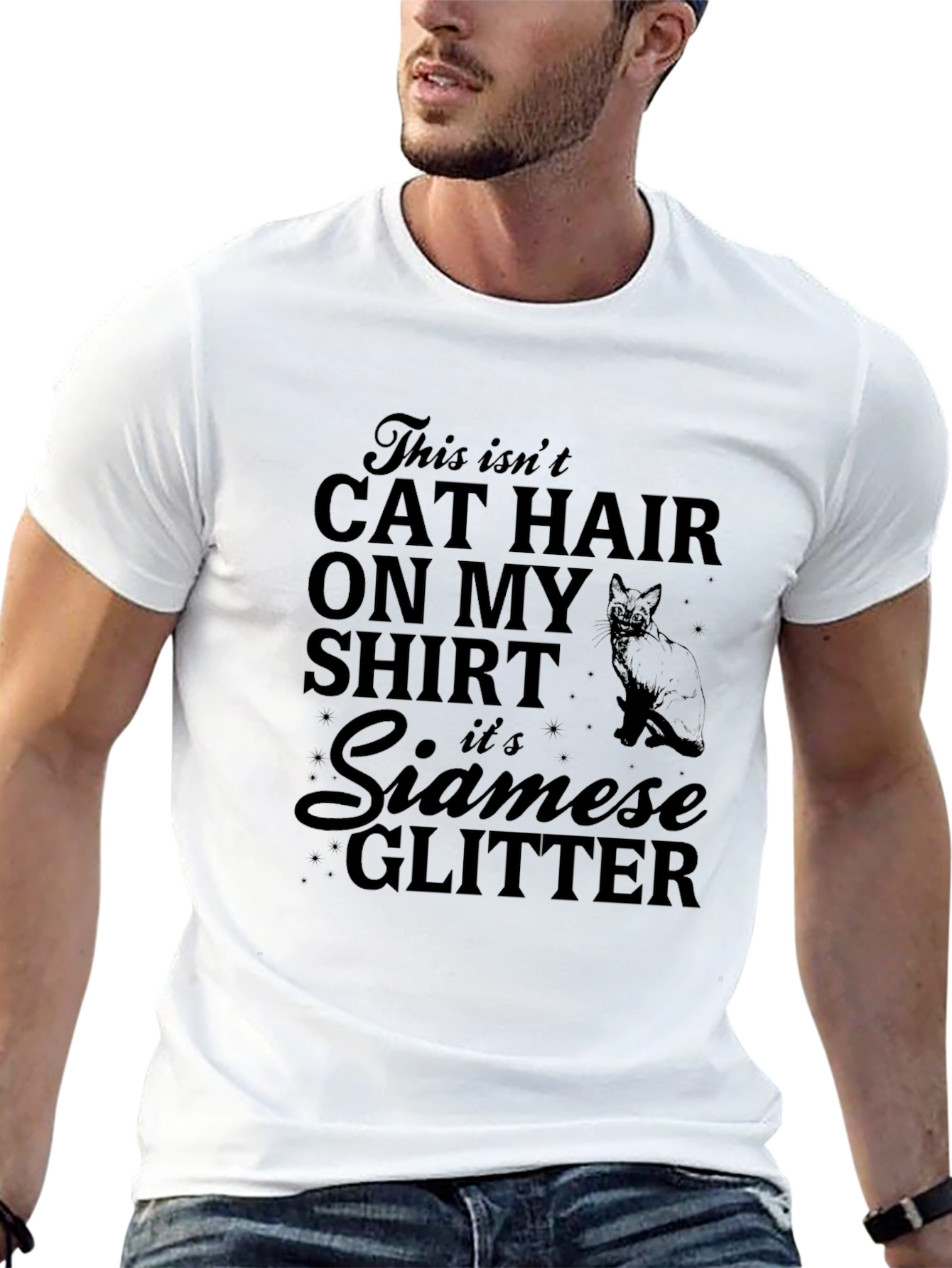 Funny Cat Lover T-Shirt - Siamese Glitter