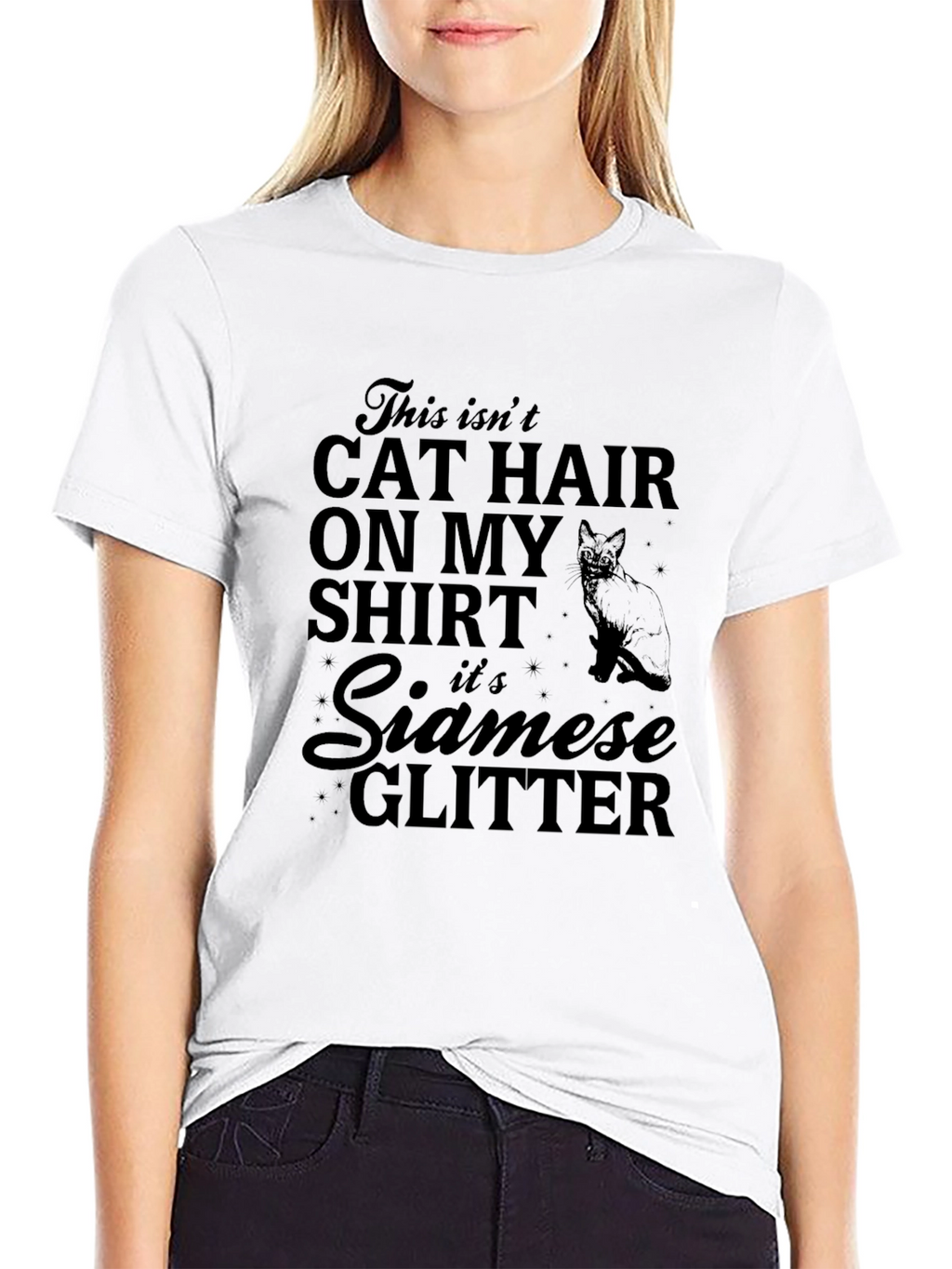Funny Cat Lover T-Shirt - Siamese Glitter