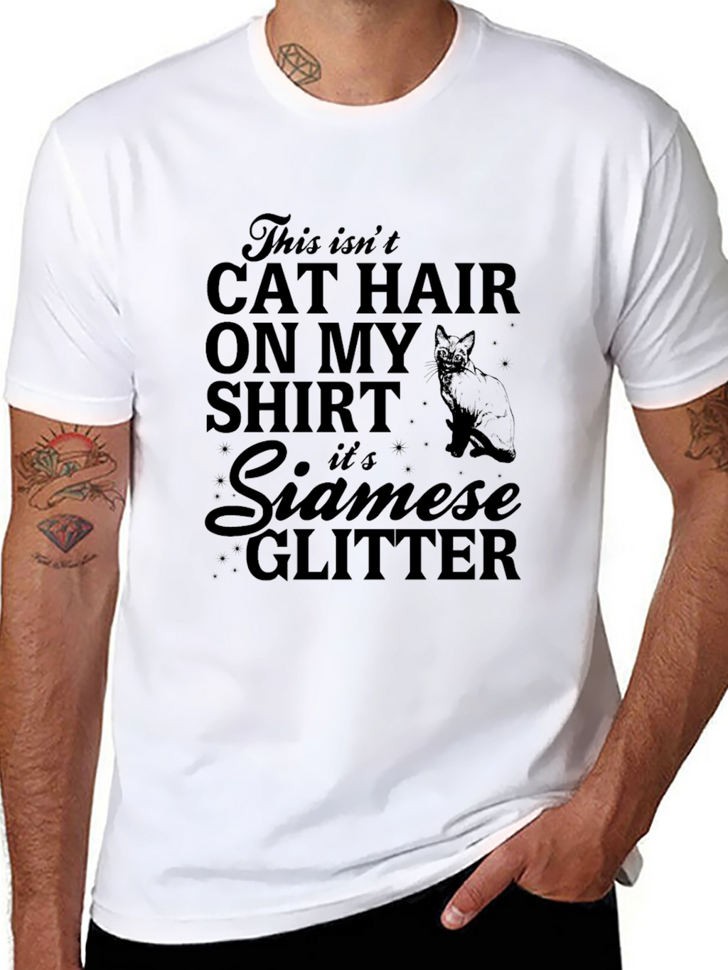 Funny Cat Lover T-Shirt - Siamese Glitter