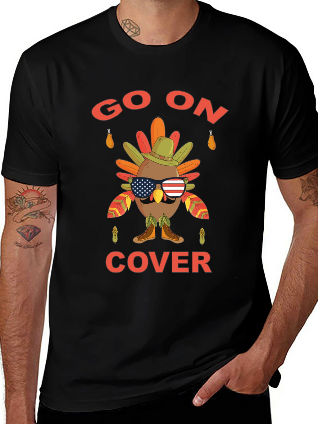 Funny Thanksgiving Turkey Go On Cover T-Shirt
