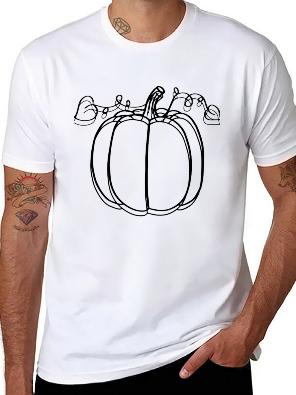 Minimalist Pumpkin Outline Graphic Tee