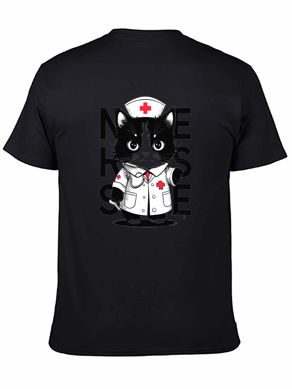 Nurse Cat T-Shirt - Unisex Black Tee