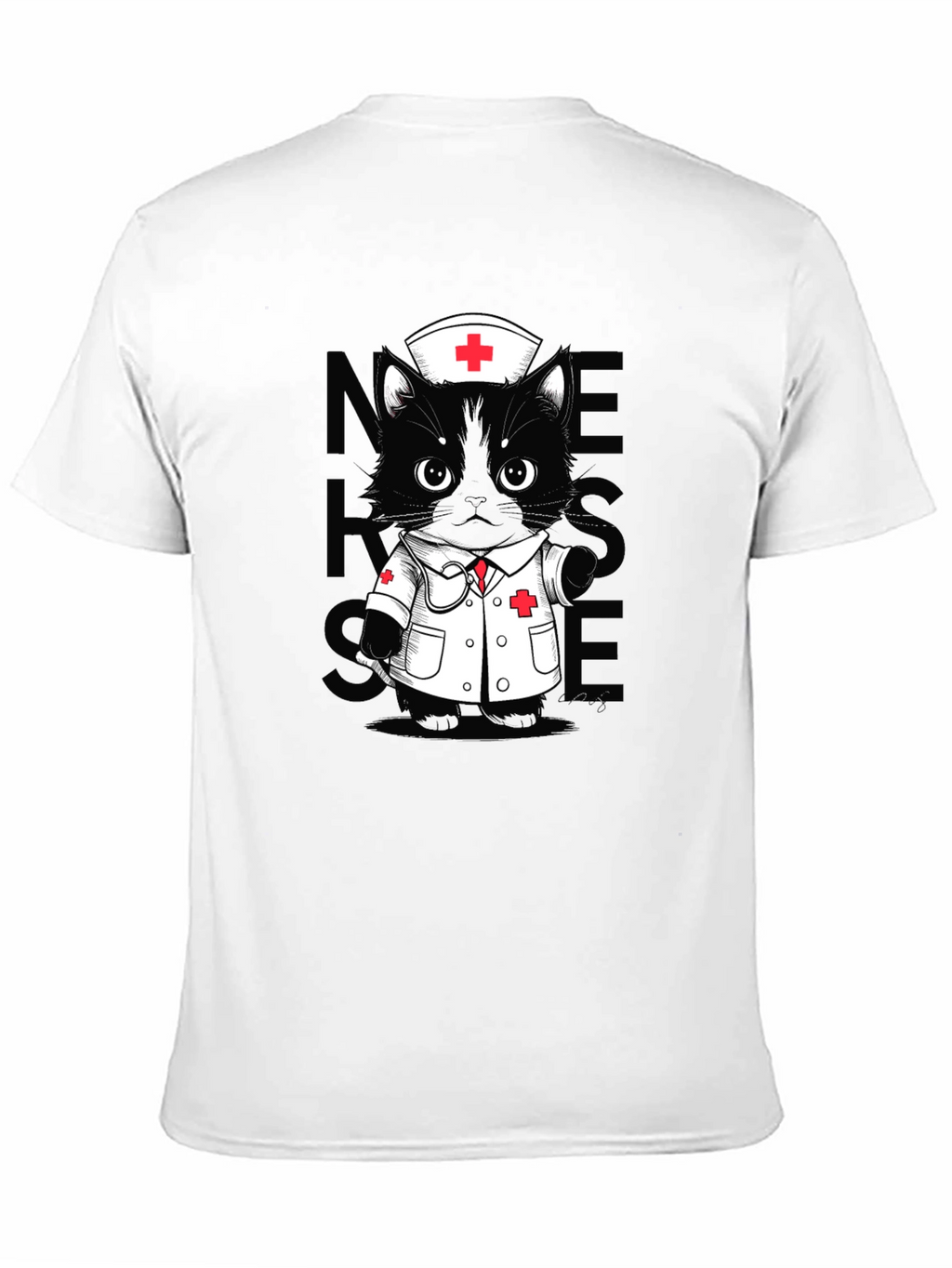 Nurse Cat T-Shirt - Unisex Black Tee