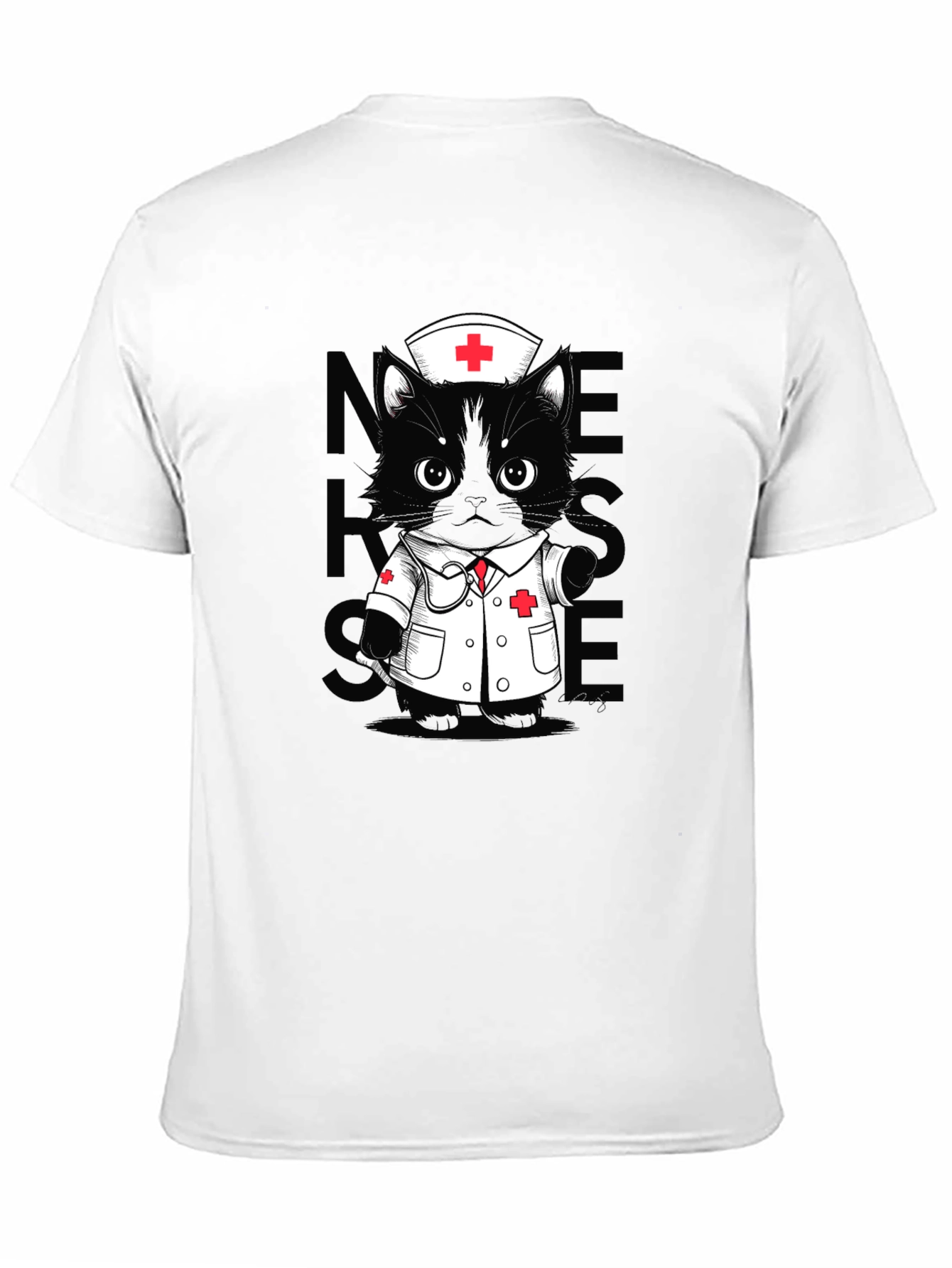Nurse Cat T-Shirt - Unisex Black Tee