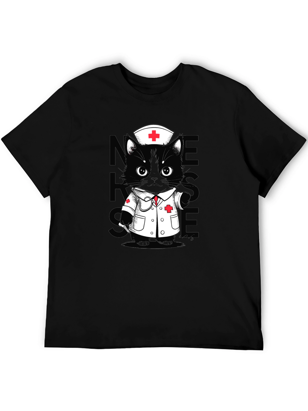 Nurse Cat T-Shirt - Unisex Black Tee
