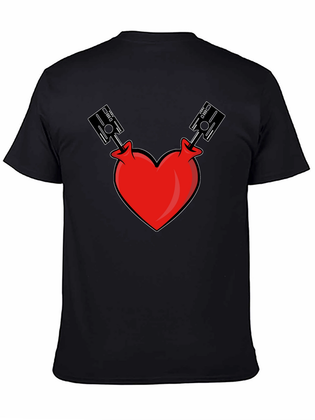 Heart Piston Graphic Tee - Black