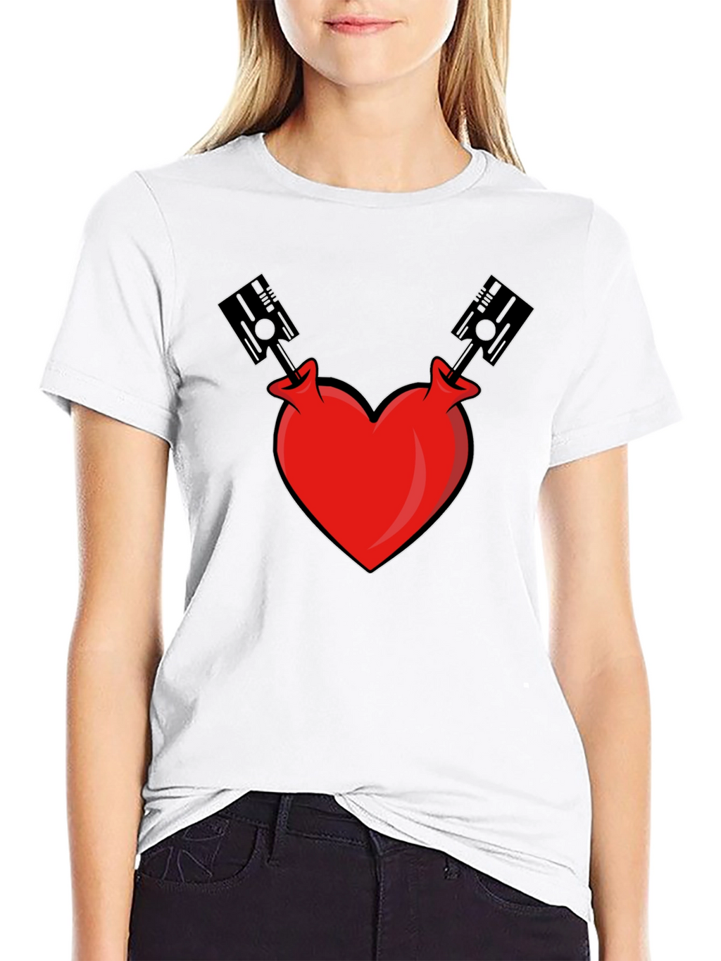 Heart Piston Graphic Tee - Black