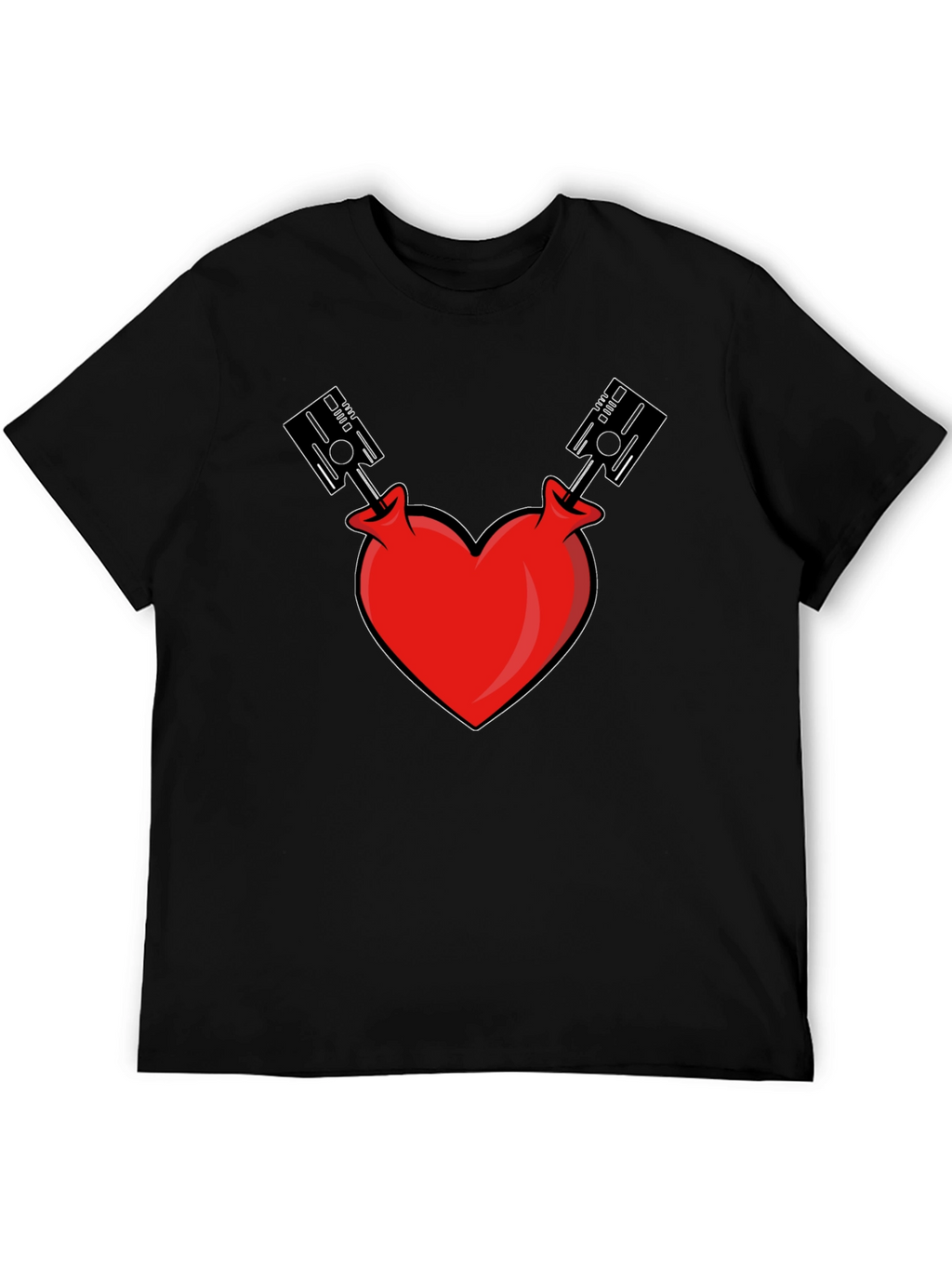 Heart Piston Graphic Tee - Black