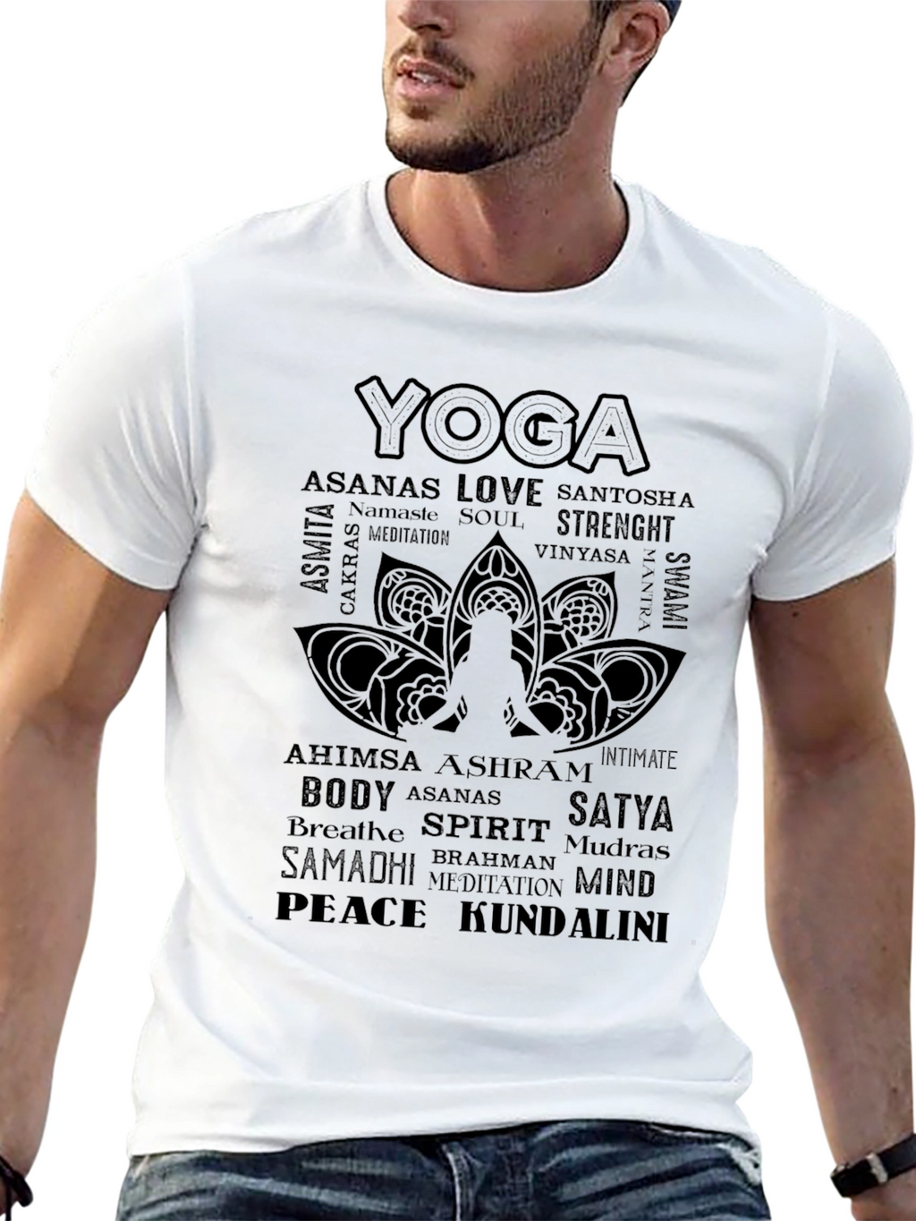 Yoga Word Art Graphic Tee - Black