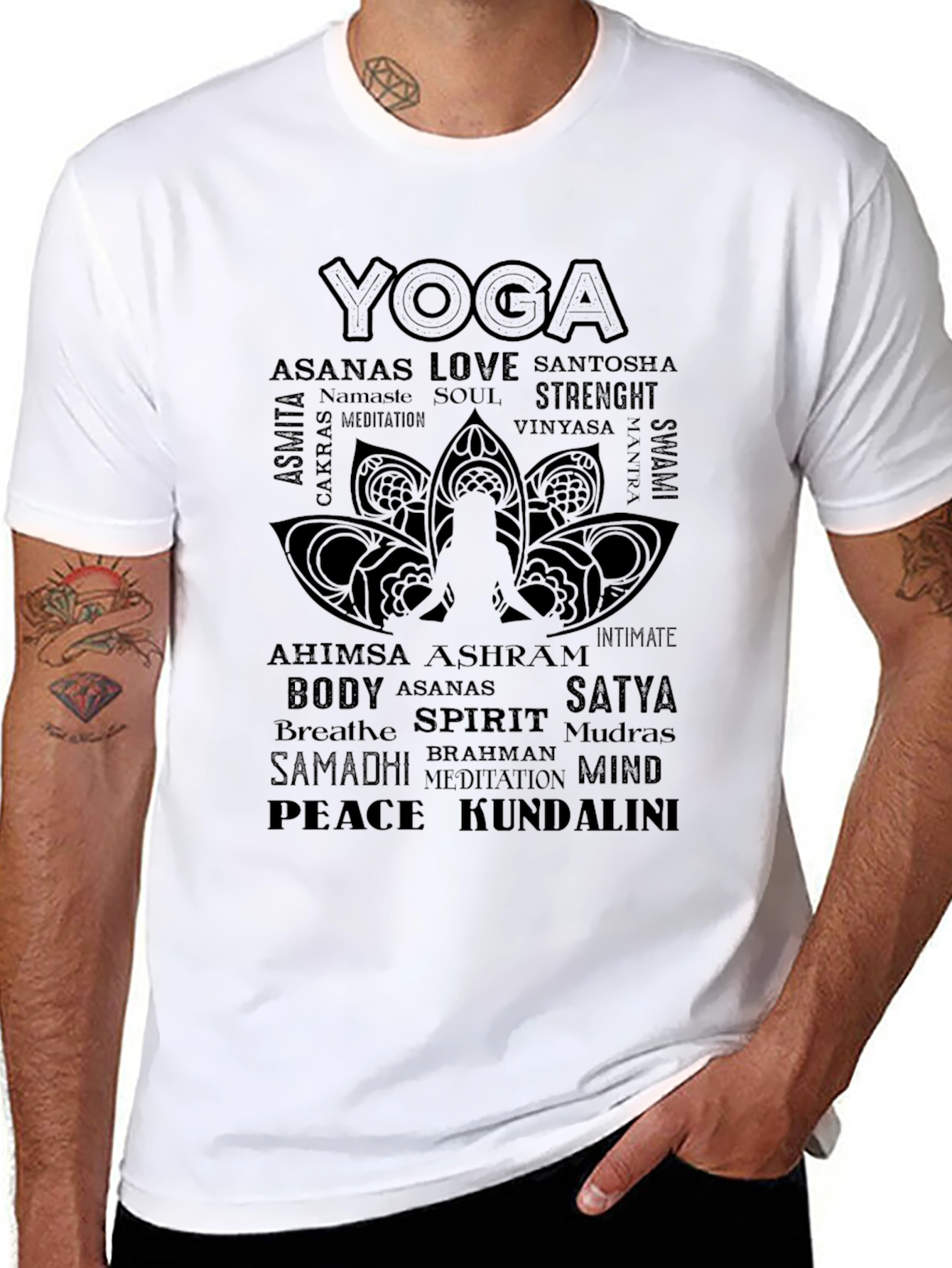 Yoga Word Art Graphic Tee - Black