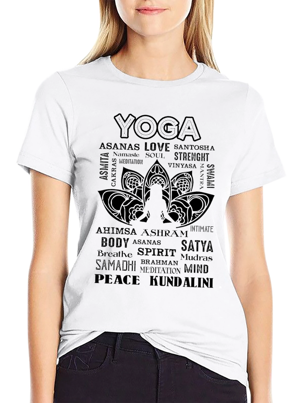 Yoga Word Art Graphic Tee - Black