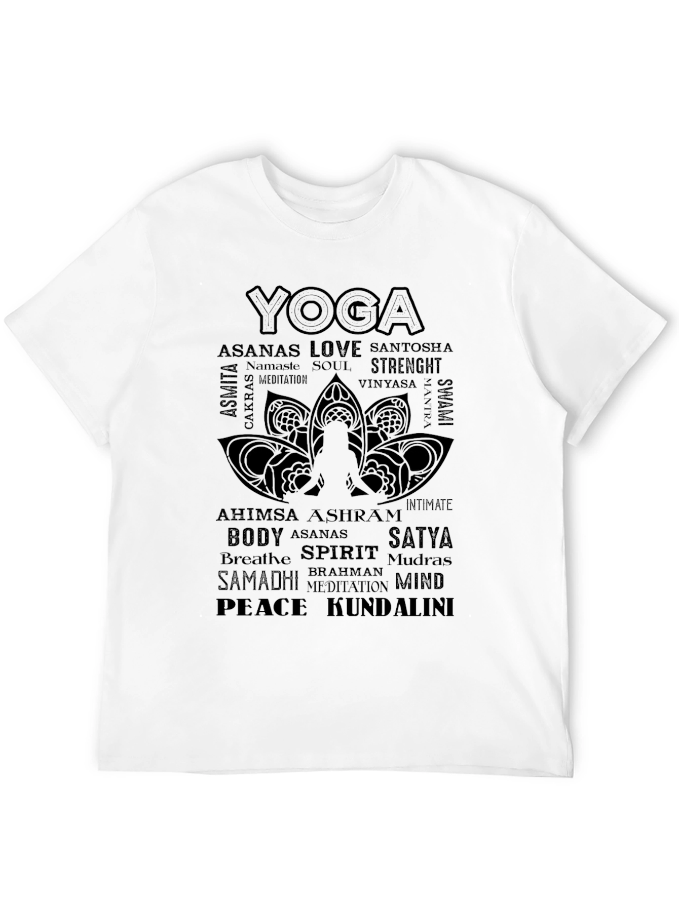 Yoga Word Art Graphic Tee - Black