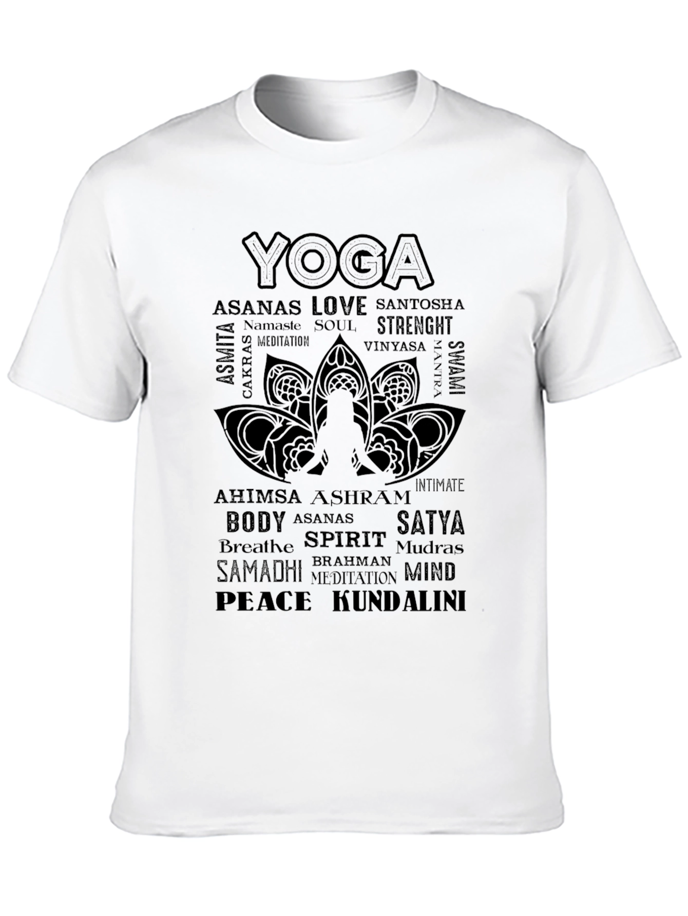 Yoga Word Art Graphic Tee - Black