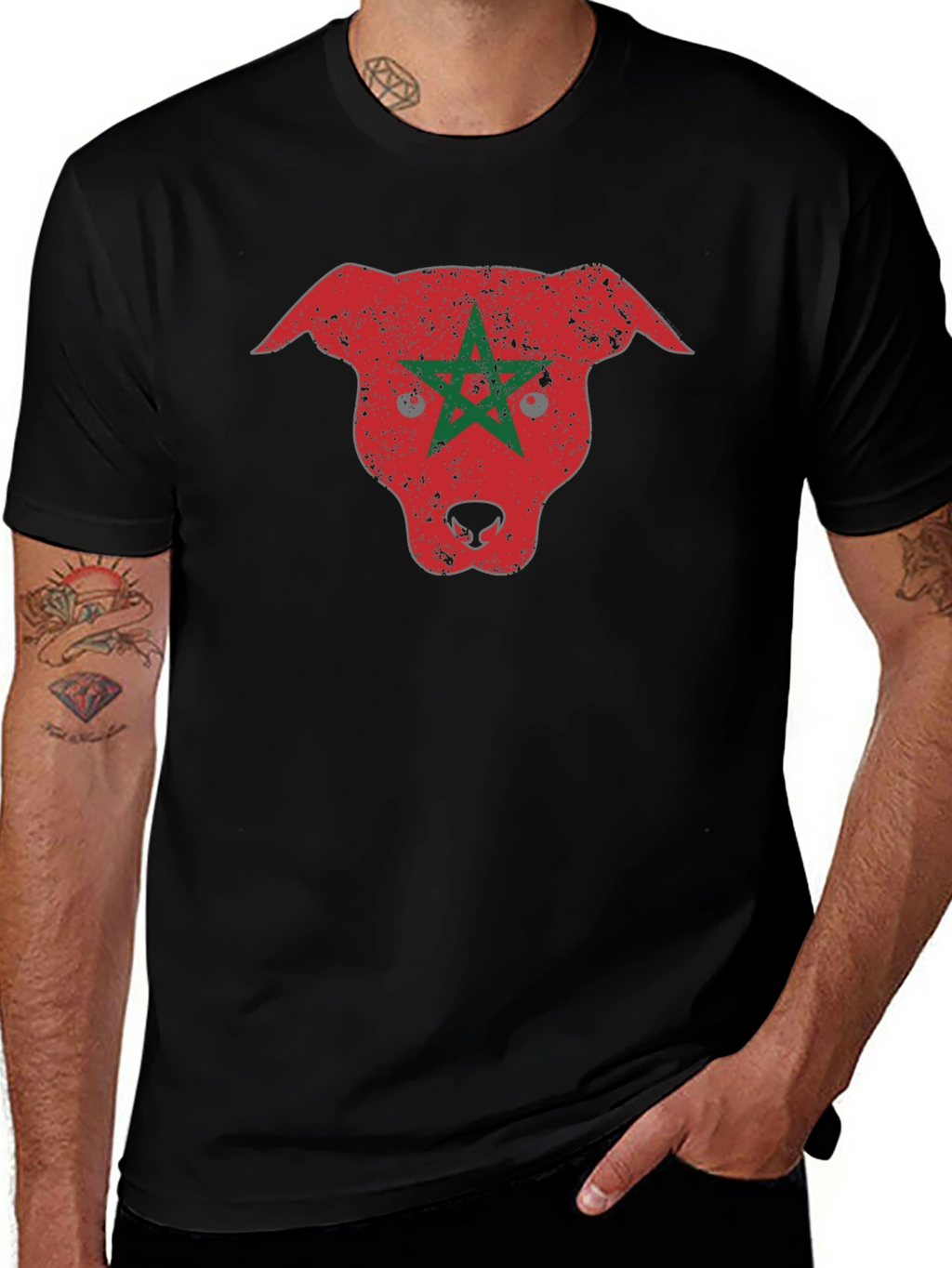 Morocco Pitbull Graphic Tee - Black T-Shirt