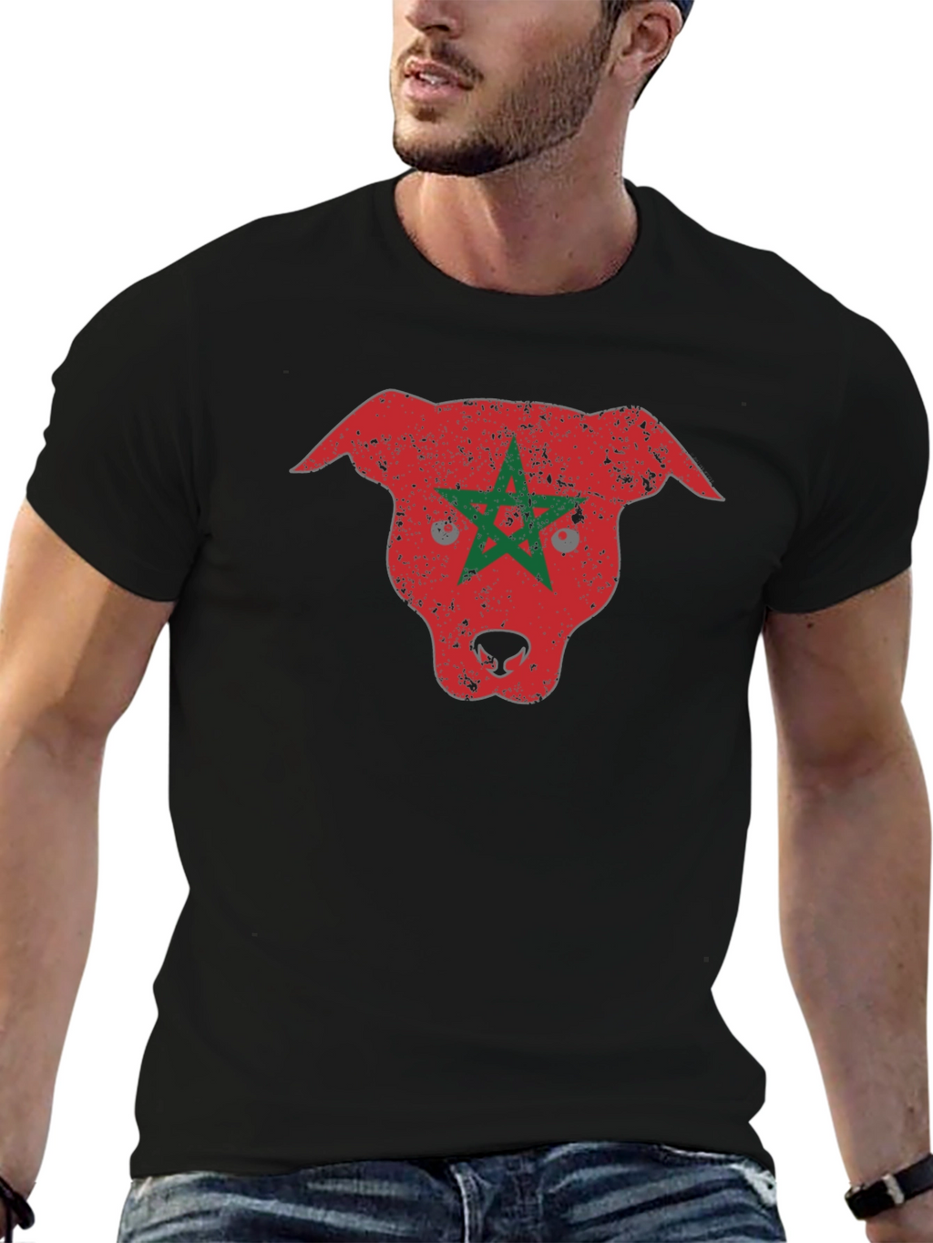 Morocco Pitbull Graphic Tee - Black T-Shirt