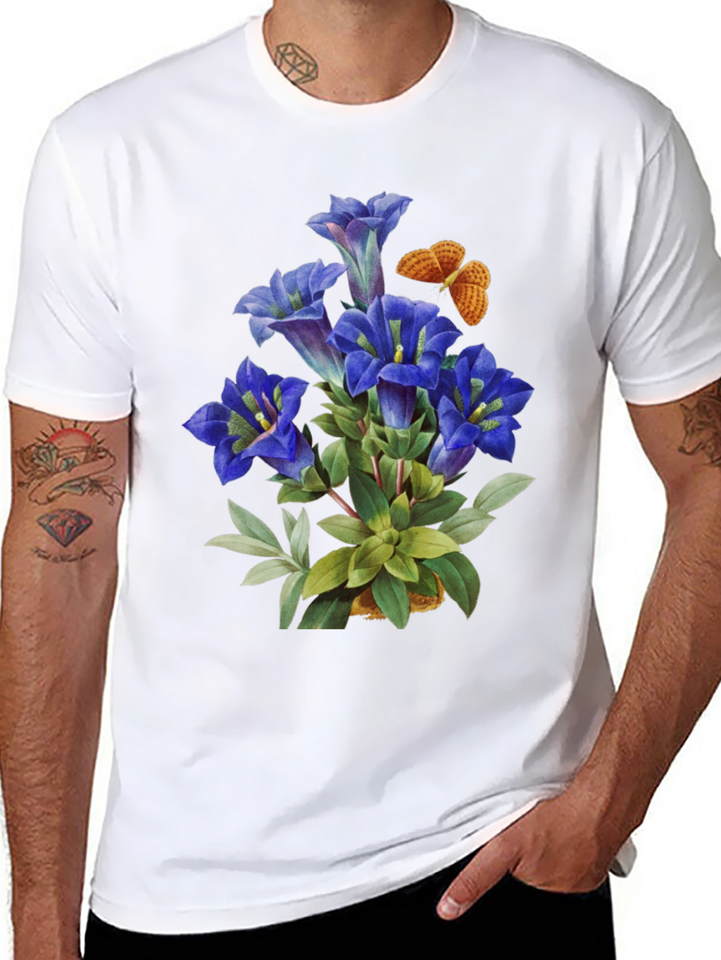 Floral Butterfly Graphic Tee - Black