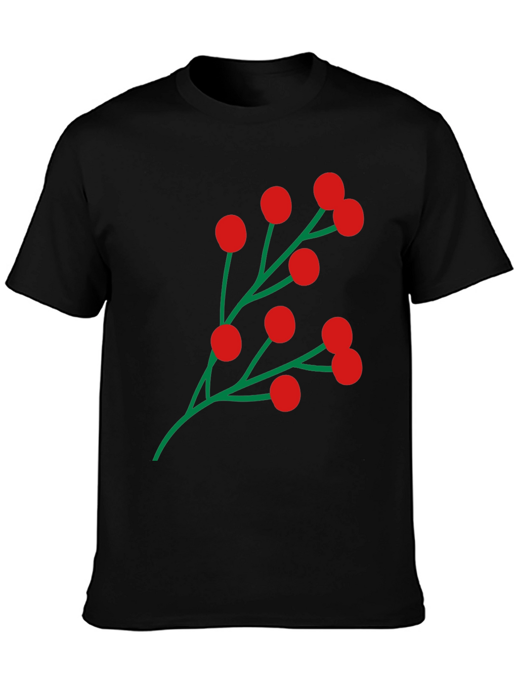 Holiday Berry Graphic Tee - Festive Black T-Shirt