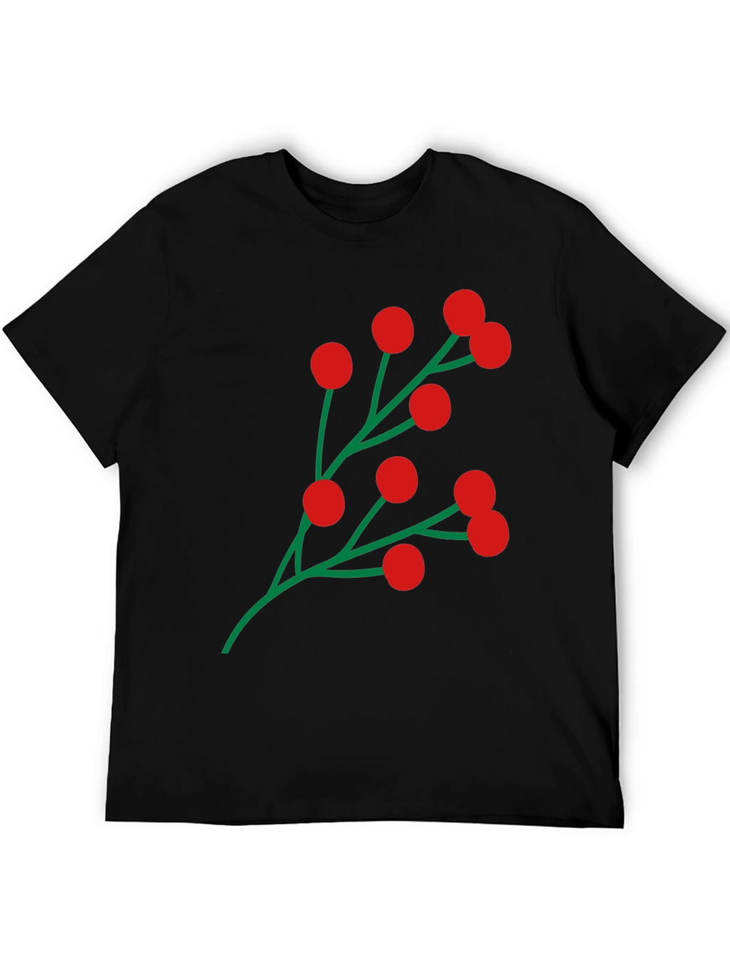 Holiday Berry Graphic Tee - Festive Black T-Shirt