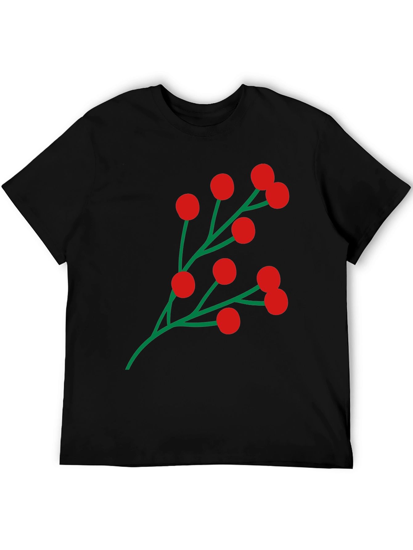 Holiday Berry Graphic Tee - Festive Black T-Shirt