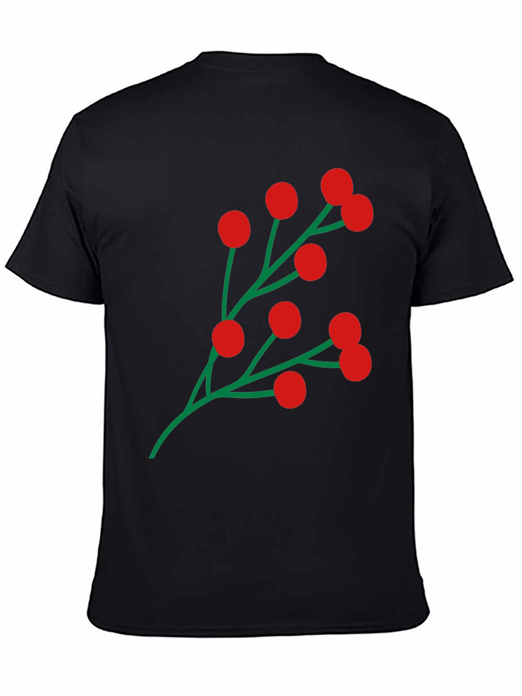 Holiday Berry Graphic Tee - Festive Black T-Shirt