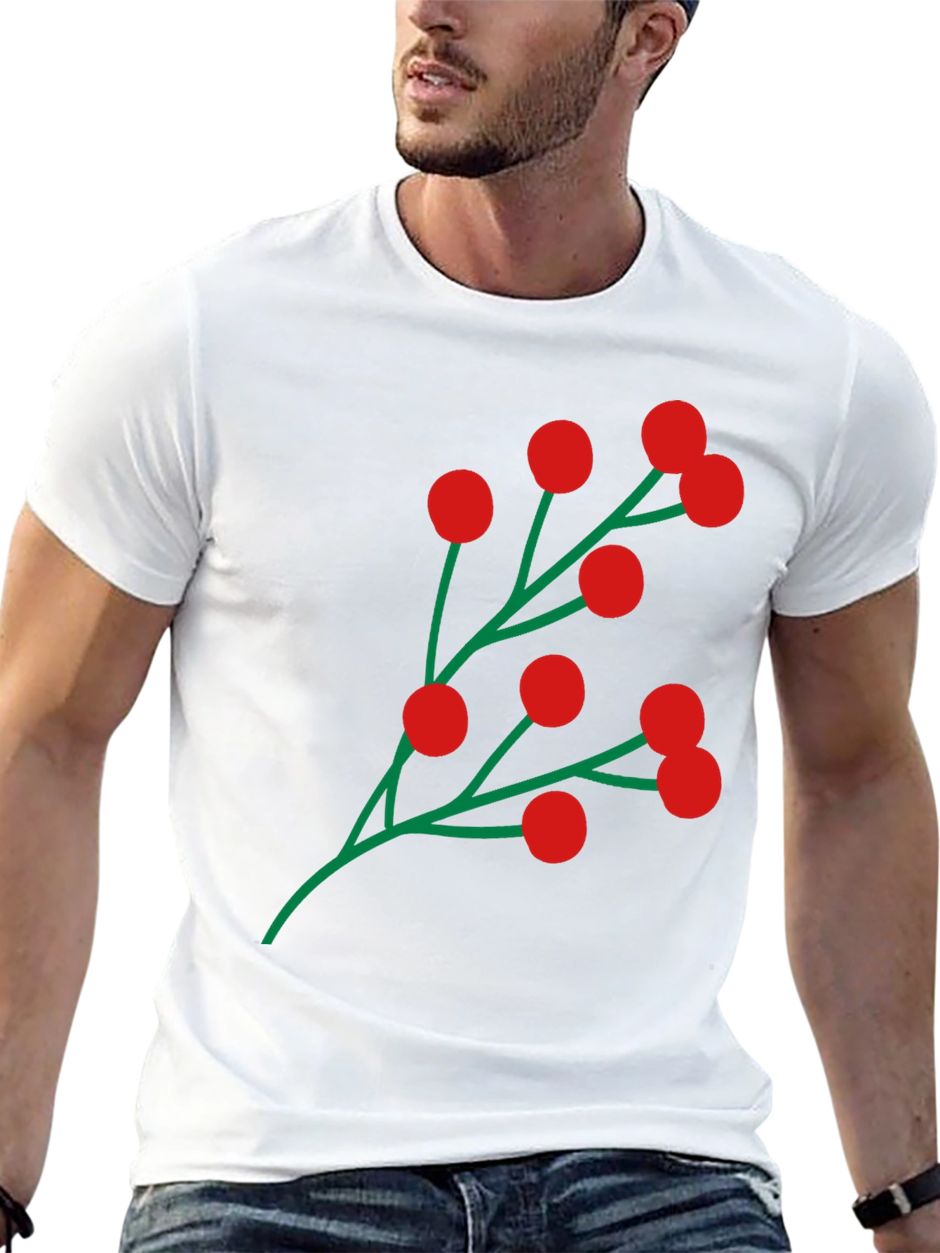 Holiday Berry Graphic Tee - Festive Black T-Shirt