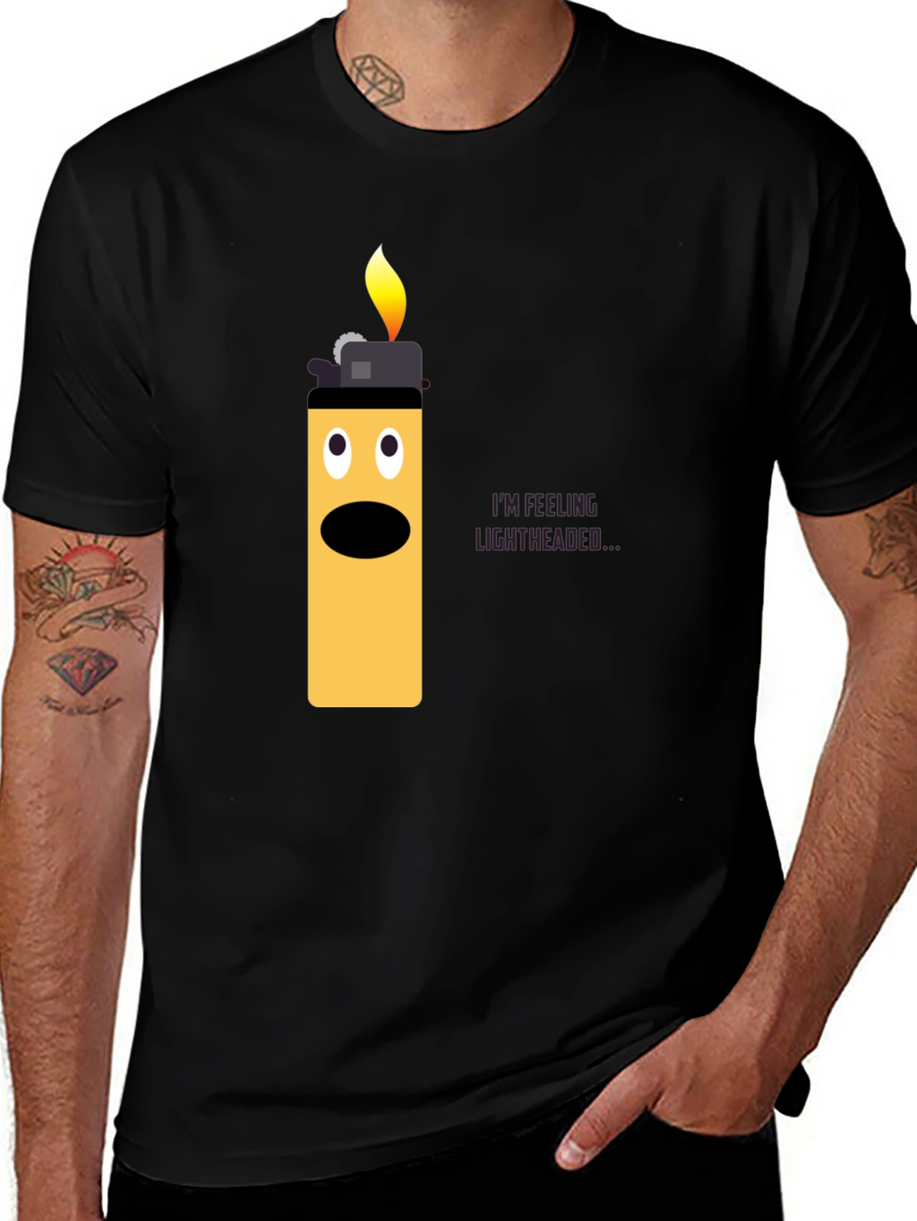 Lightheaded Lighter Graphic T-Shirt - Funny Humor Tee