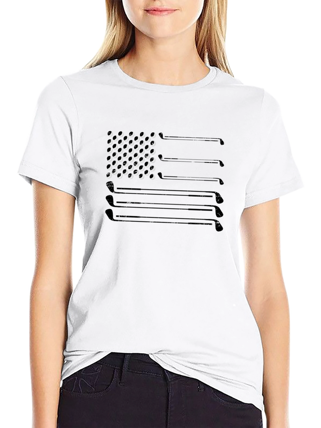 Golf Club Flag Tee - Black Graphic T-Shirt