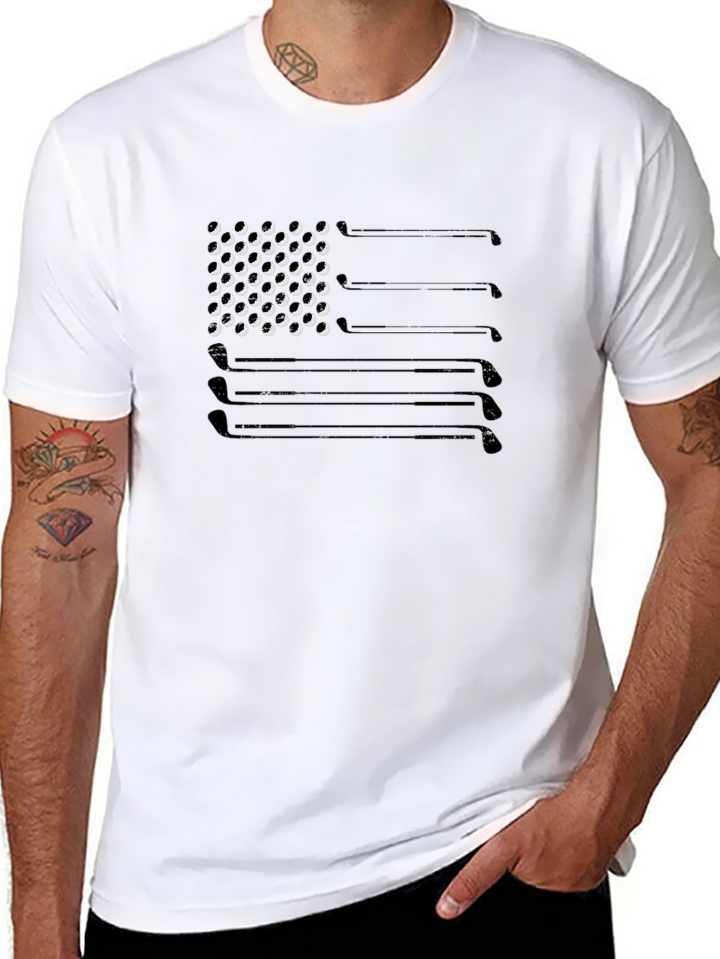 Golf Club Flag Tee - Black Graphic T-Shirt