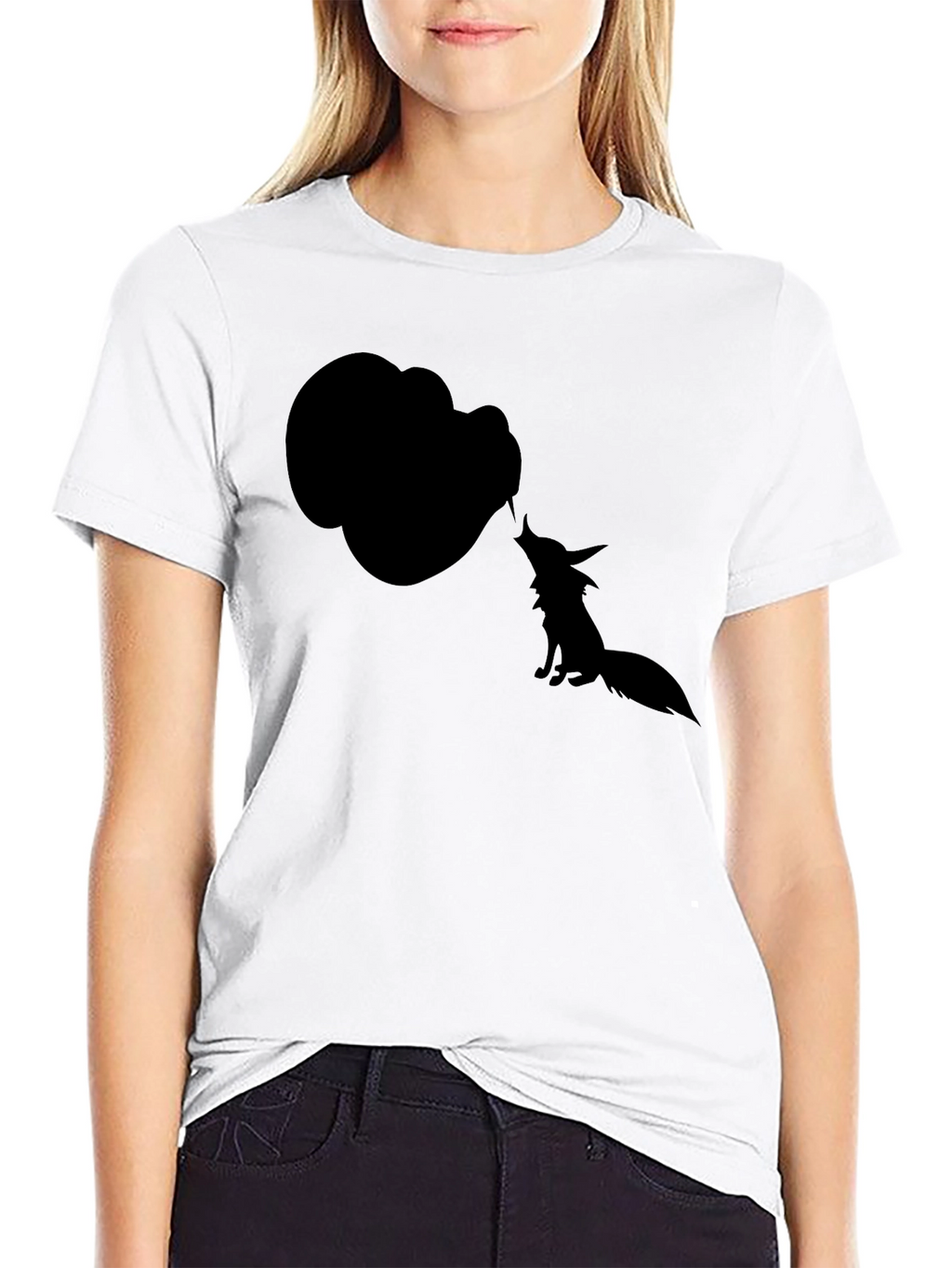 Silhouette Fox T-Shirt - Black Cotton Tee