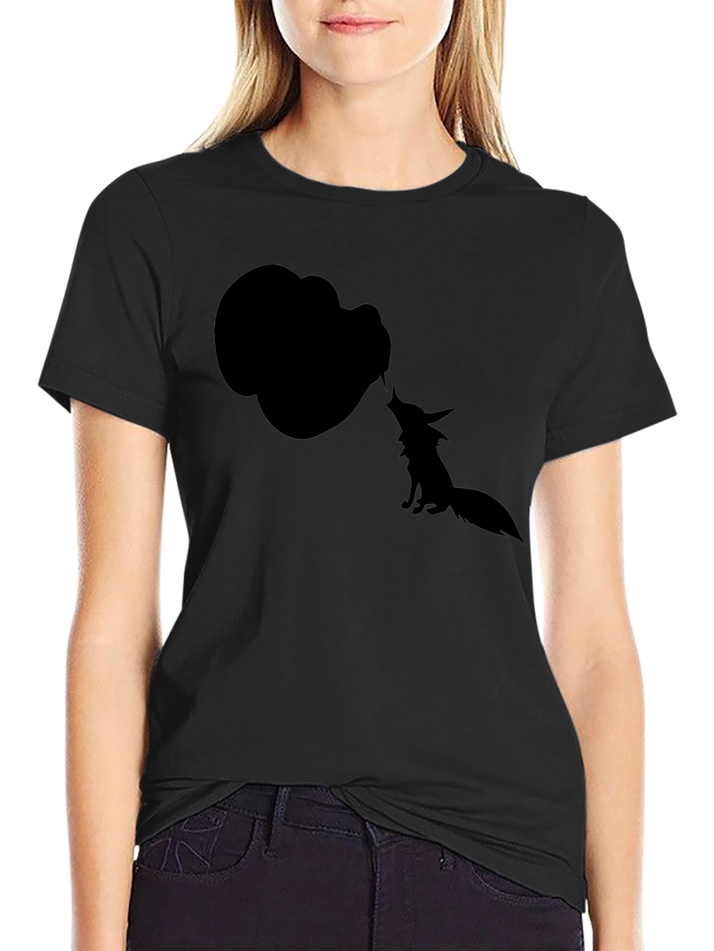 Silhouette Fox T-Shirt - Black Cotton Tee