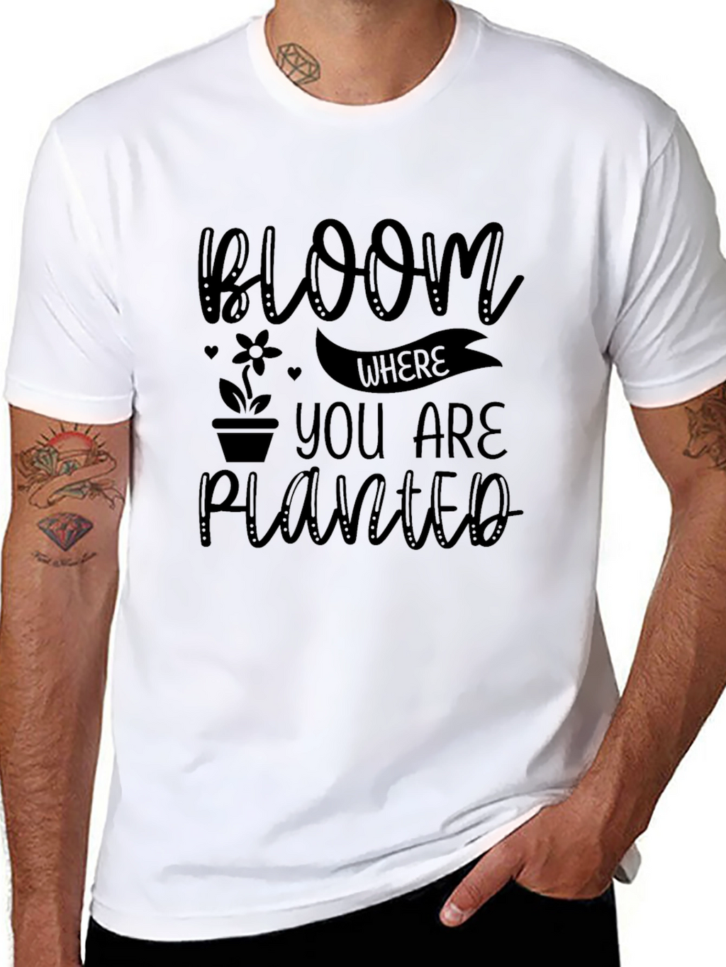 Bloom Where You Are Planted Black Tee