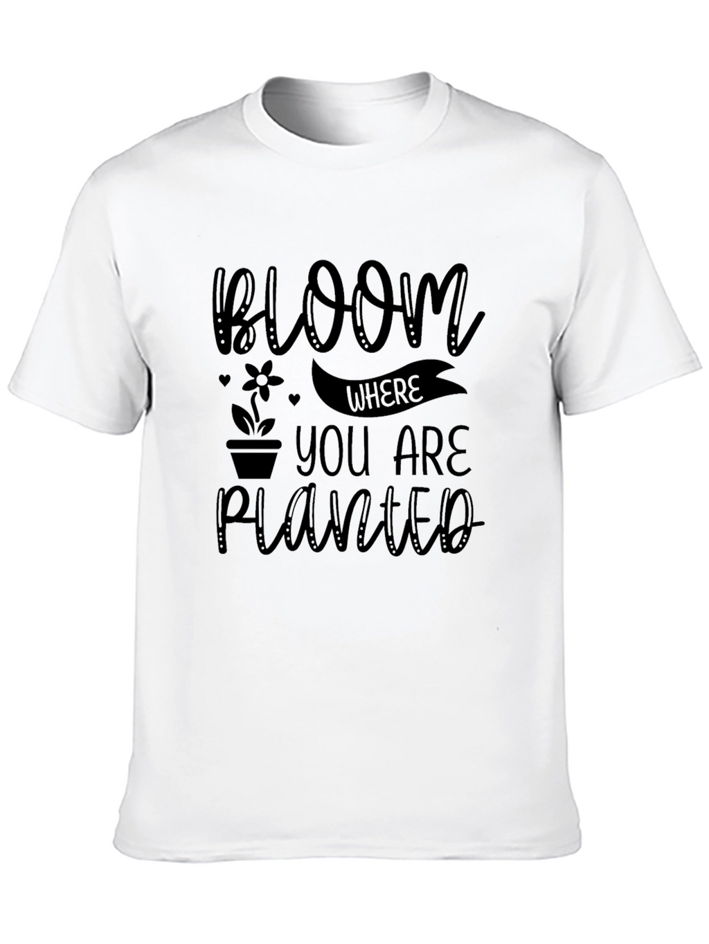 Bloom Where You Are Planted Black Tee